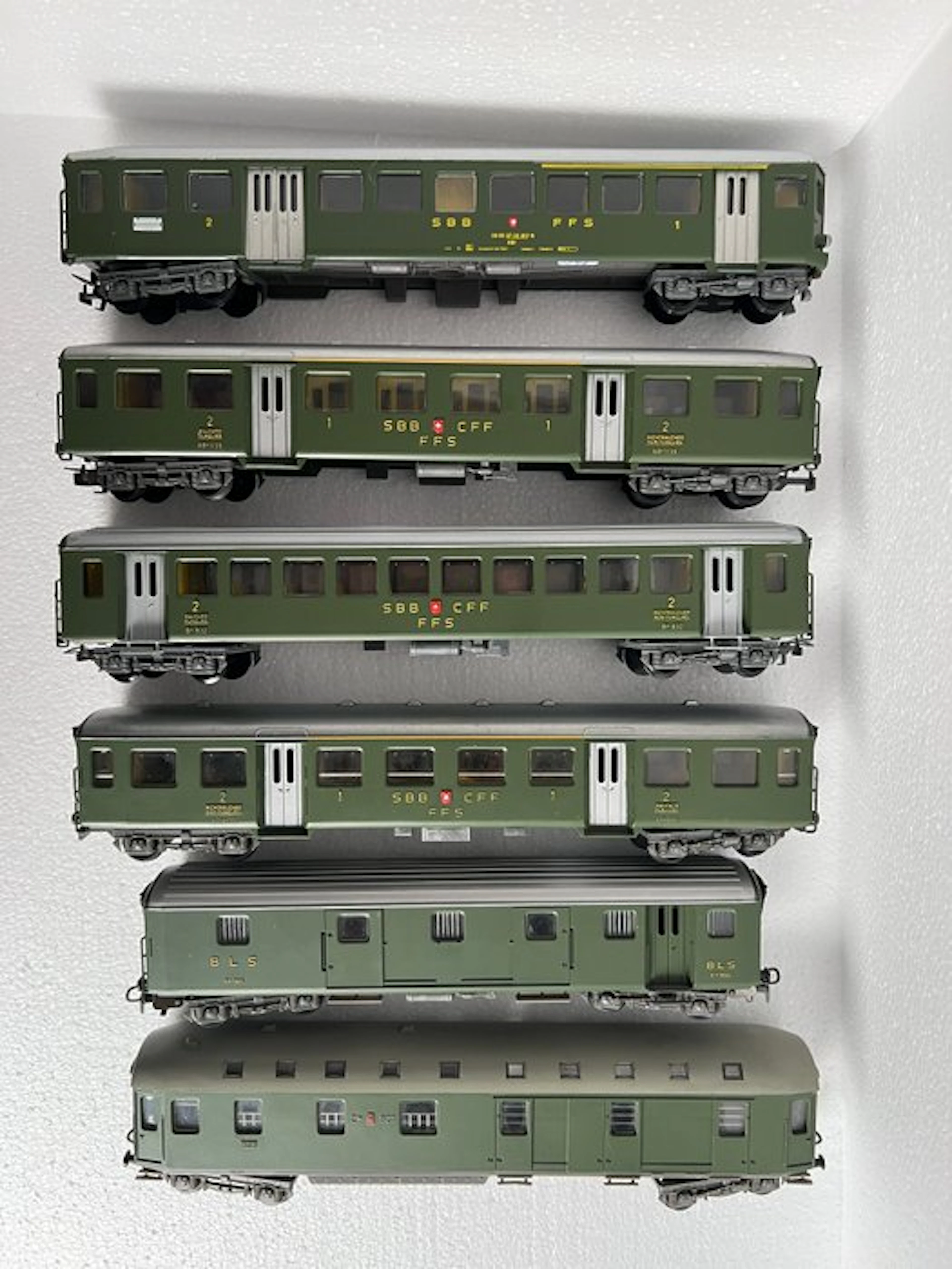 Kleinbahn H0 - Model train (6) - Set of 6 green passenger coaches in H0 scale