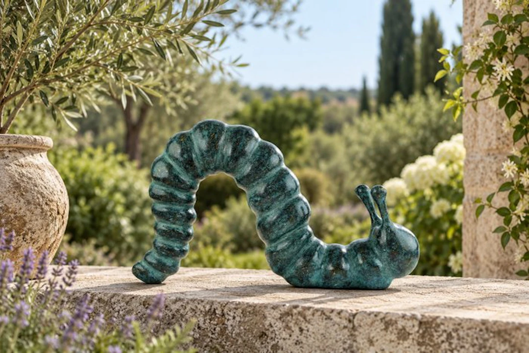 Sculpture, Crawling Caterpillar - 42 cm in length - 29 cm - Bronze