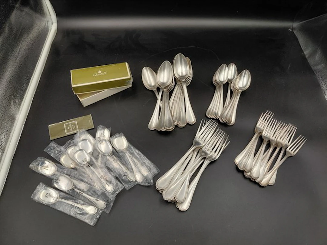 Christofle - Cutlery set for 12 (62) - Spatours + Marly - Silverplated