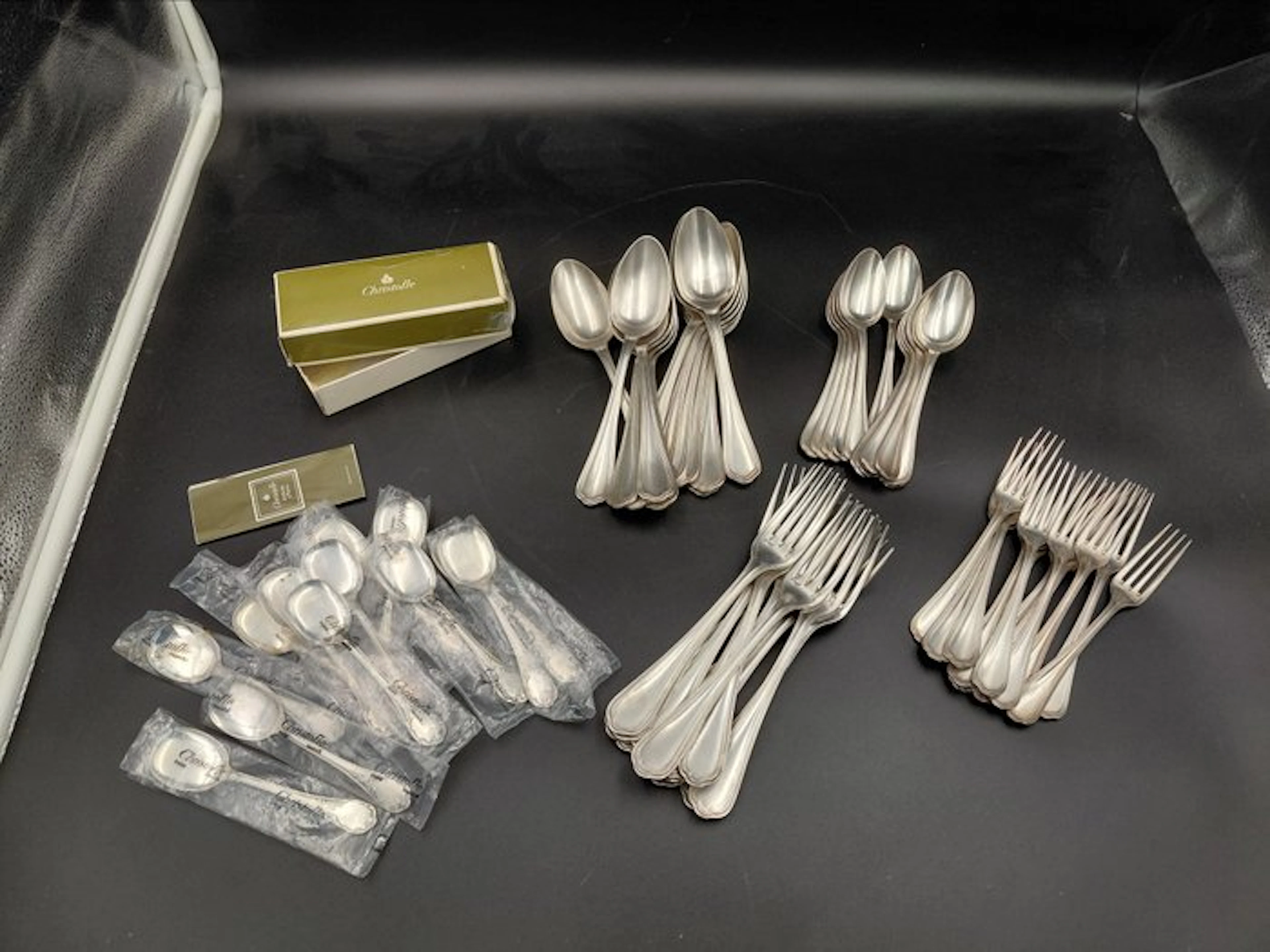 Christofle - Cutlery set for 12 (62) - Spatours + Marly - Silverplated