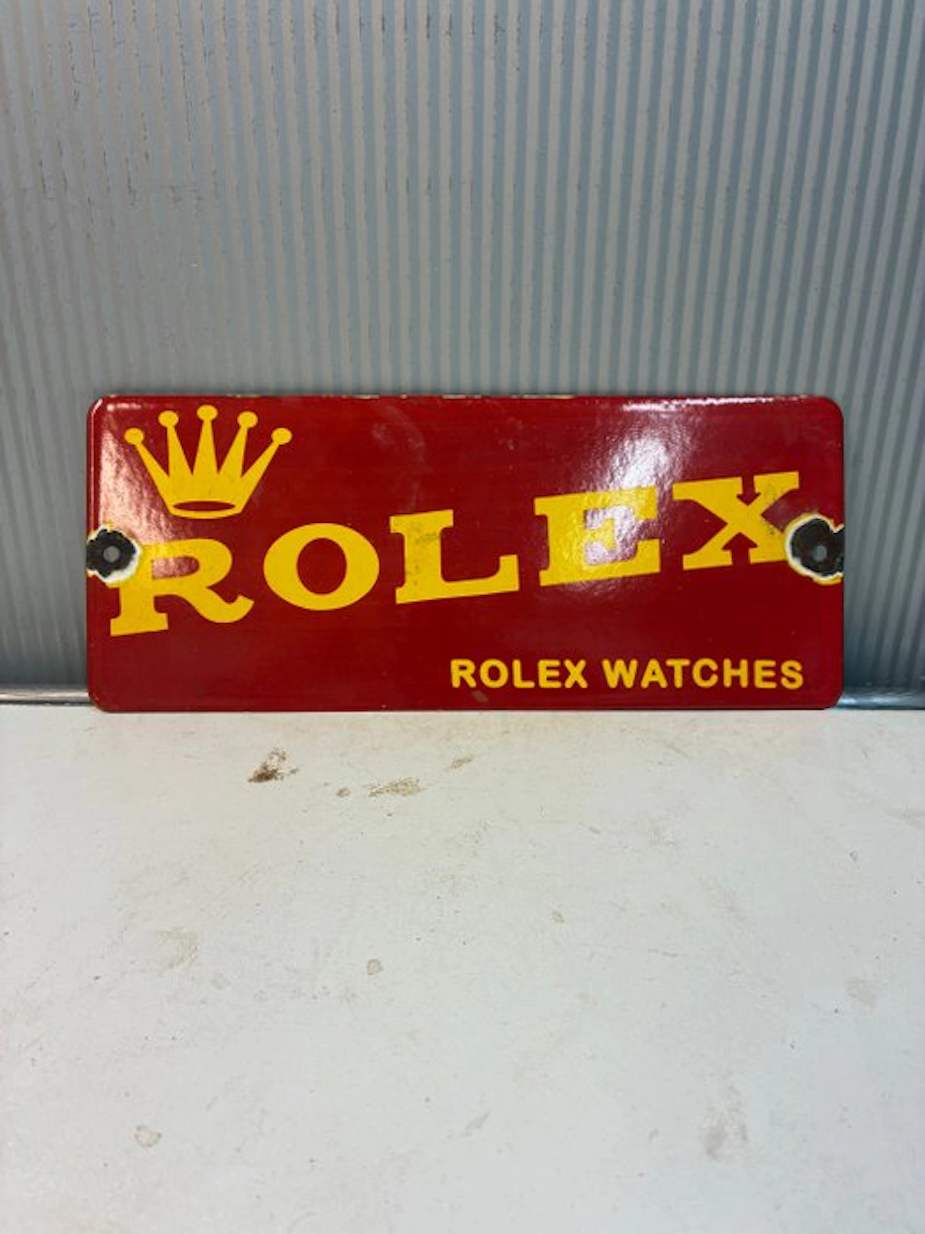 Rolex Watches – Enamel advertising sign – Red/Yellow –...