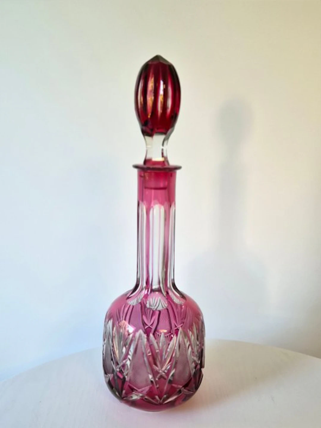 Decanter - Vintage Cranberry/Ruby Red Cut-to-Clear...