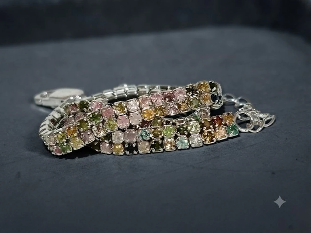 No reserve price - Tennis bracelet Silver - 2.52ct. tw. Tourmaline