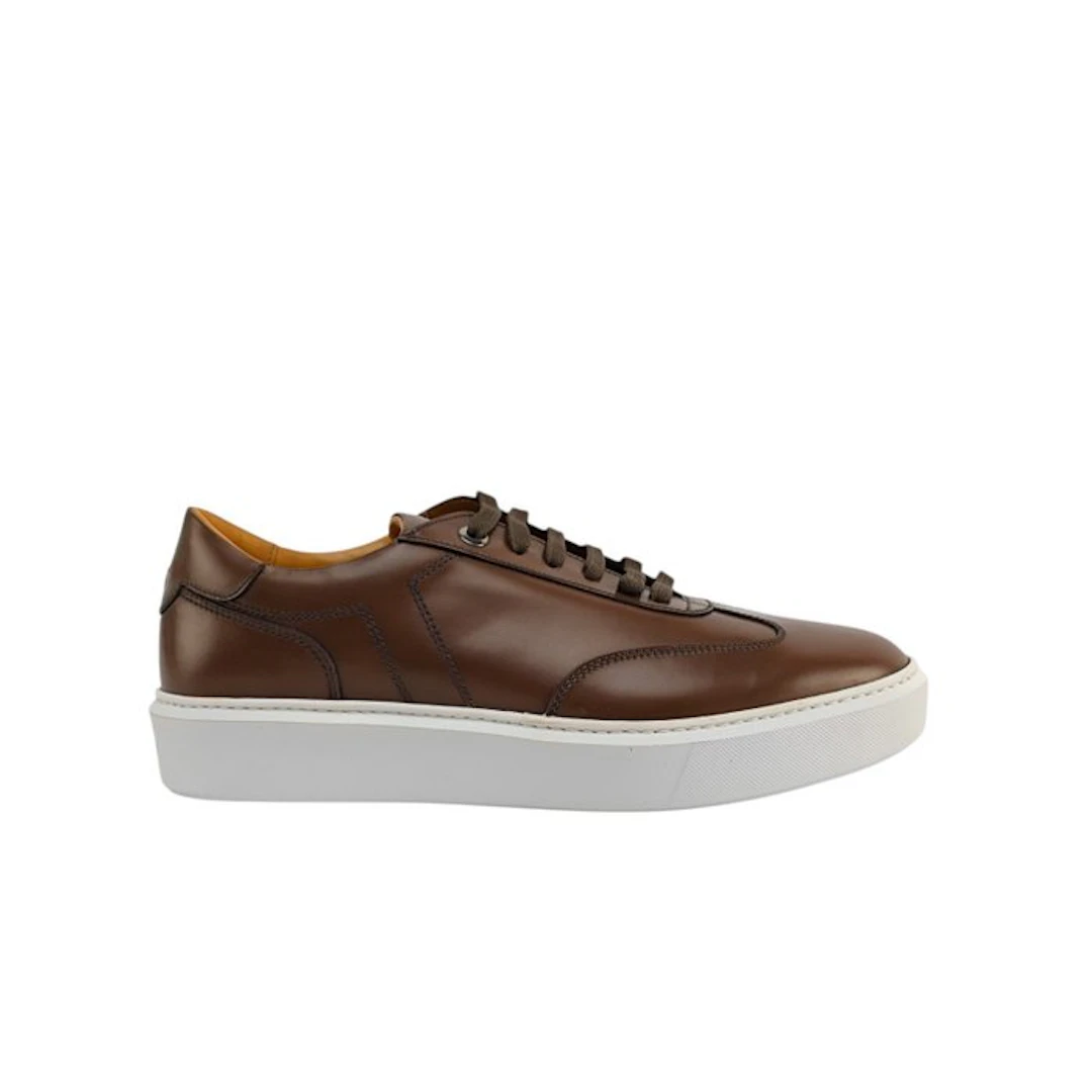 TESTONI - 8 UK - 42 IT - "Paestum" Brown Sneaker Burnishe...