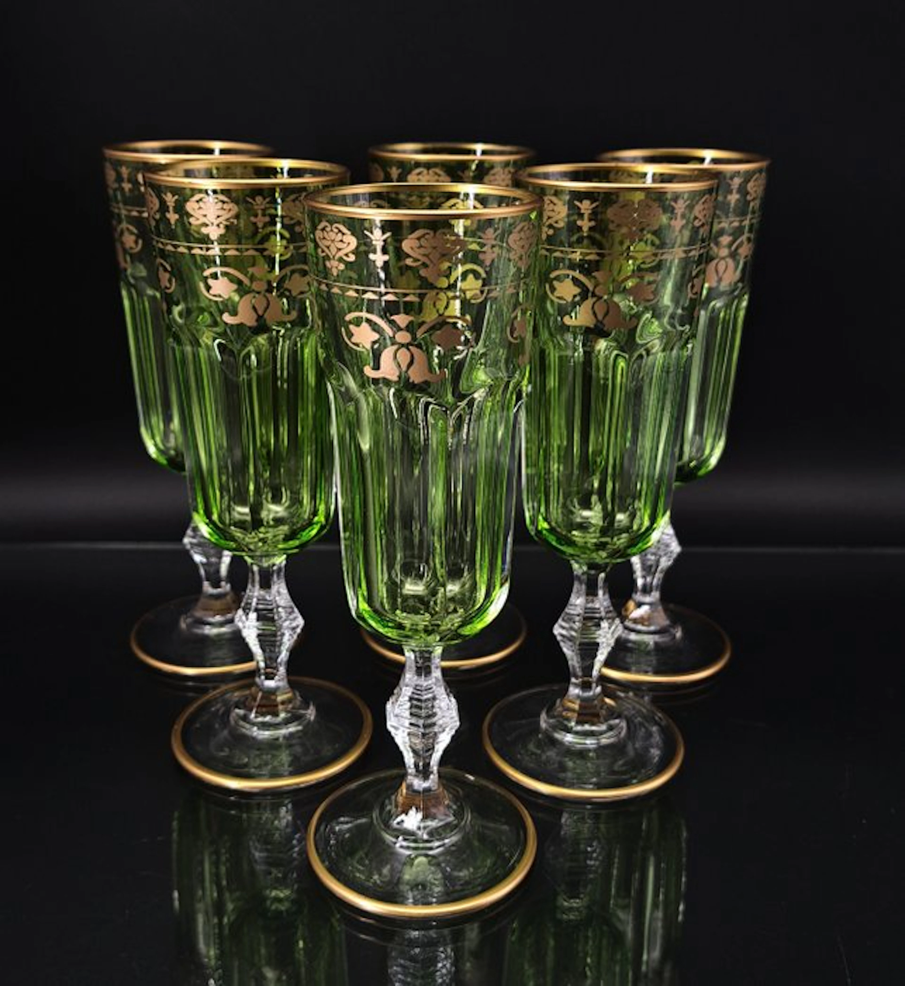 Artemisia - Champagne flute (6) - Lilium - Crystal, gold ducat