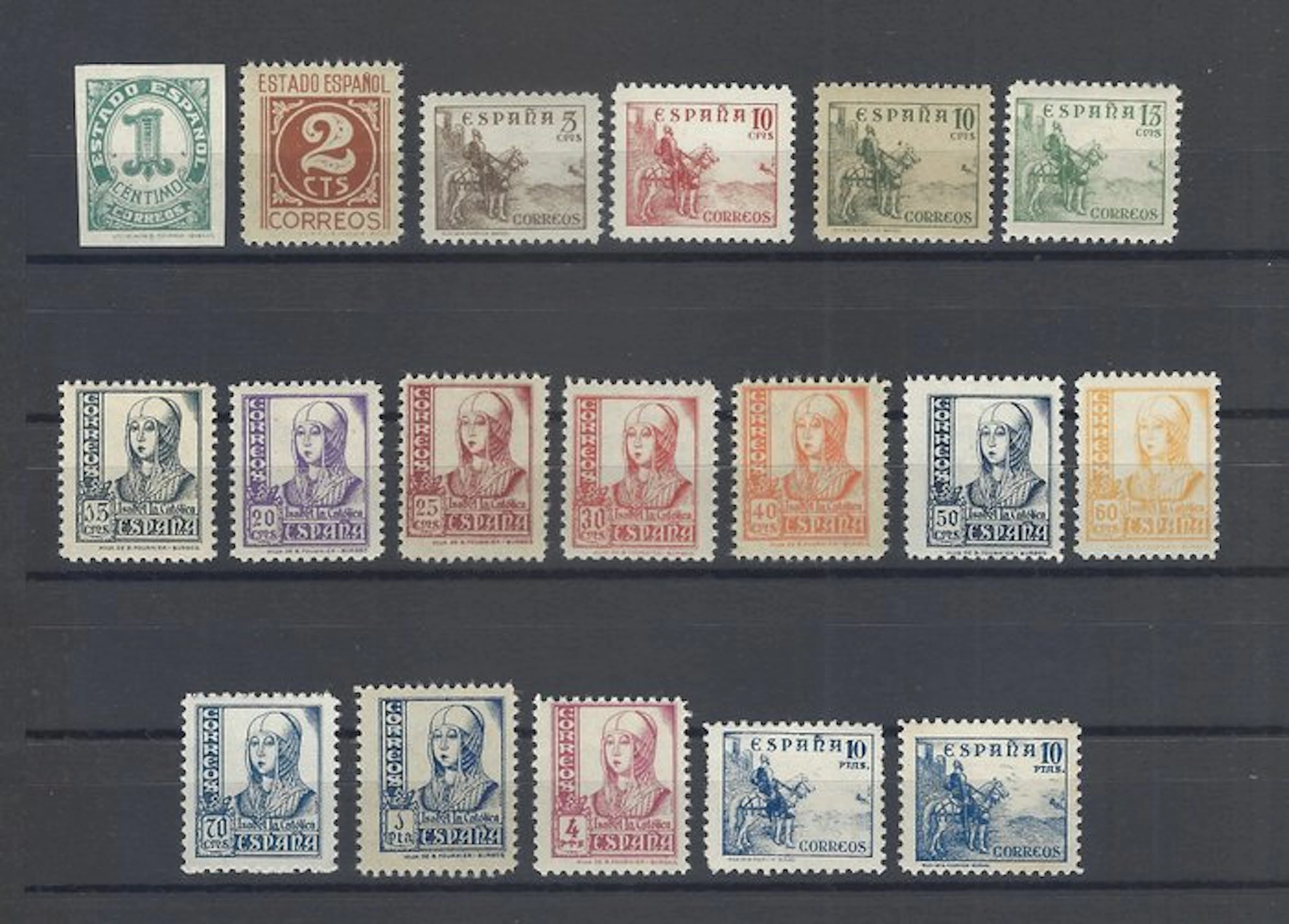 Spain 1937/1940 - Isabel and Cid—completes 18 values - Edifil nº 814/31