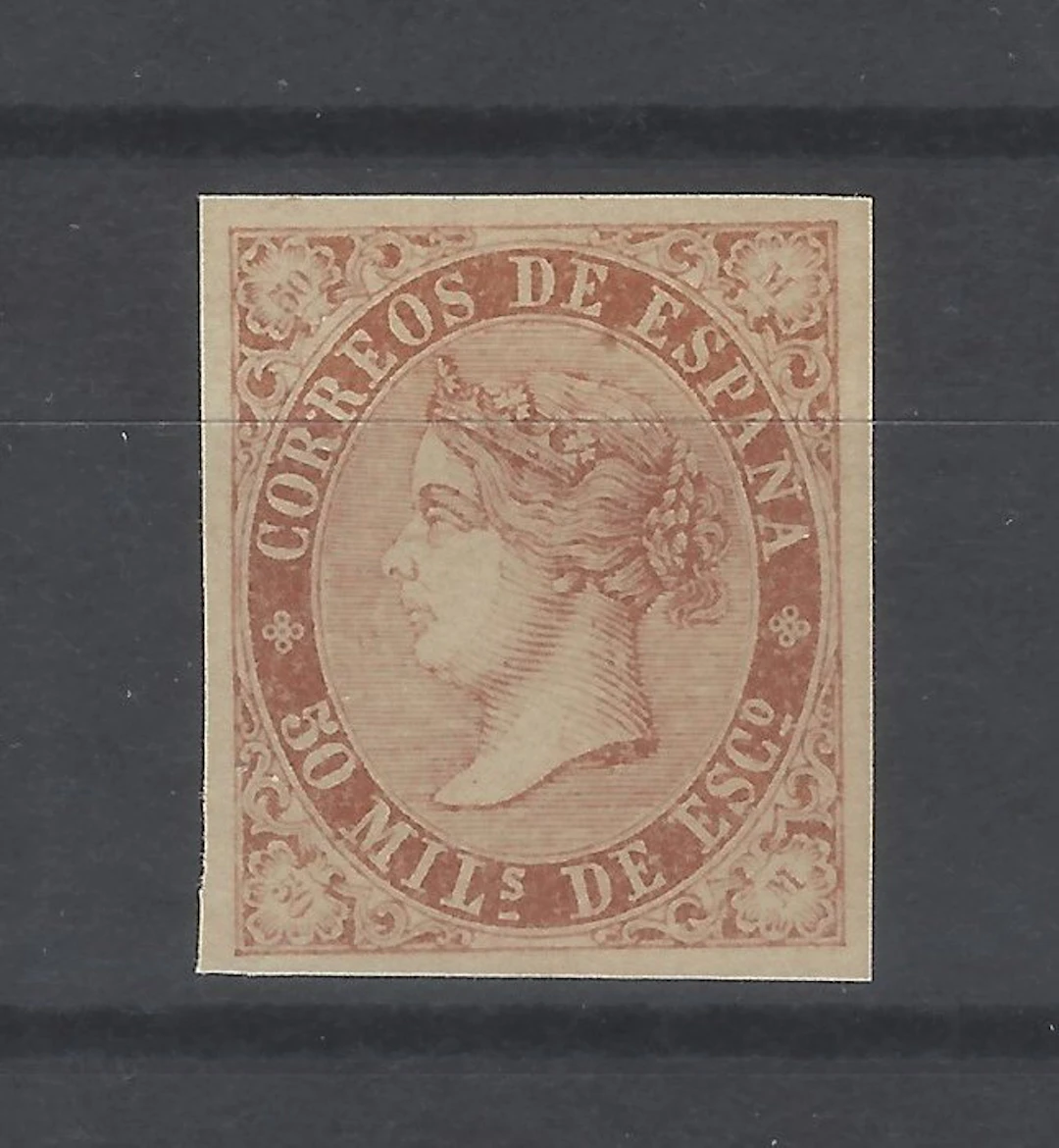 Spain 1867 - Isabel II - test in red - Edifil 96Ps