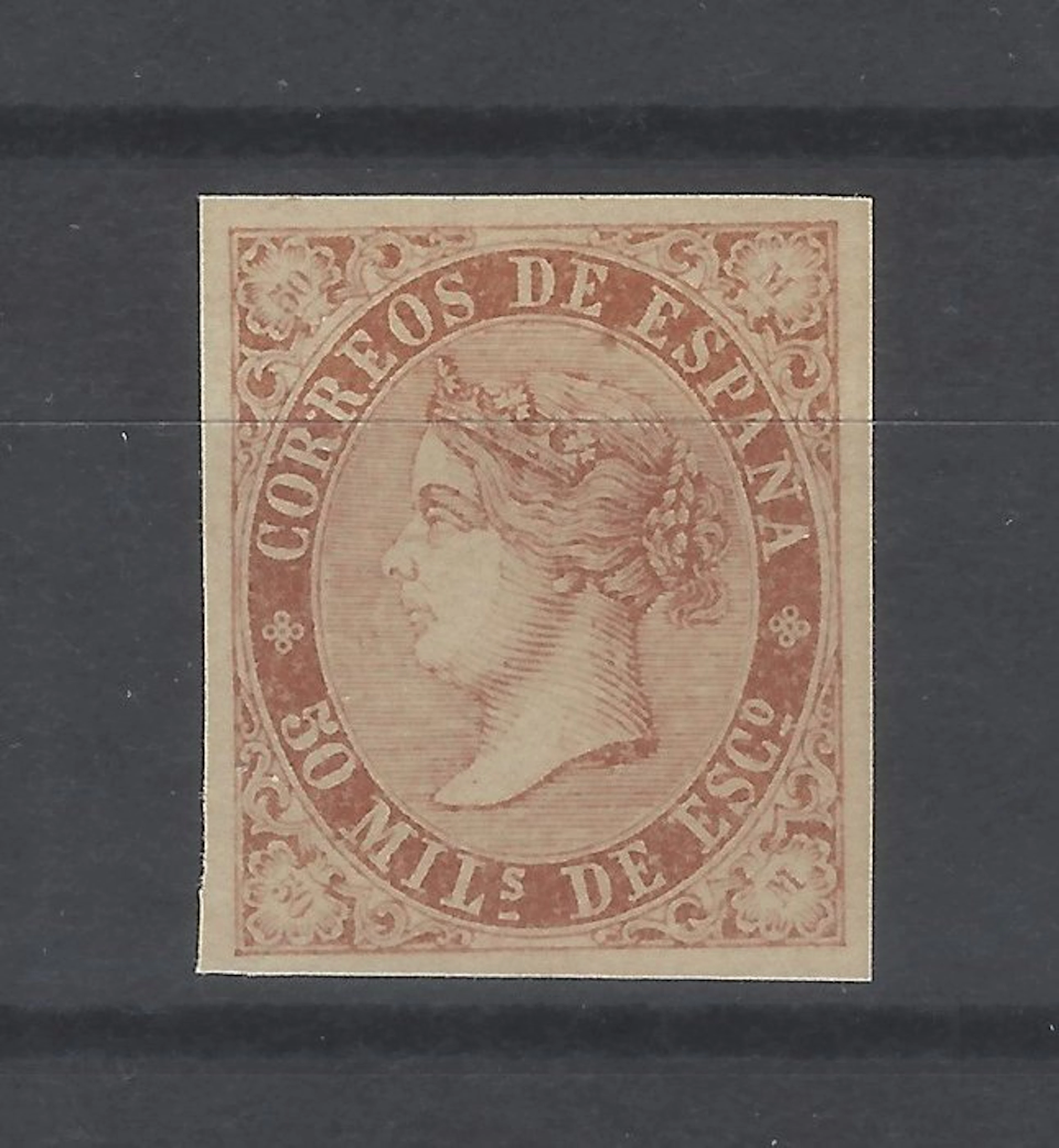 Spain 1867 - Isabel II - test in red - Edifil 96Ps
