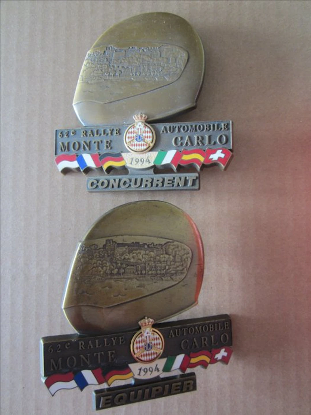 Badge - Rallye Monte Carlo - 2 Badges officiels 1994 CONCURRENT & EQUIPIER