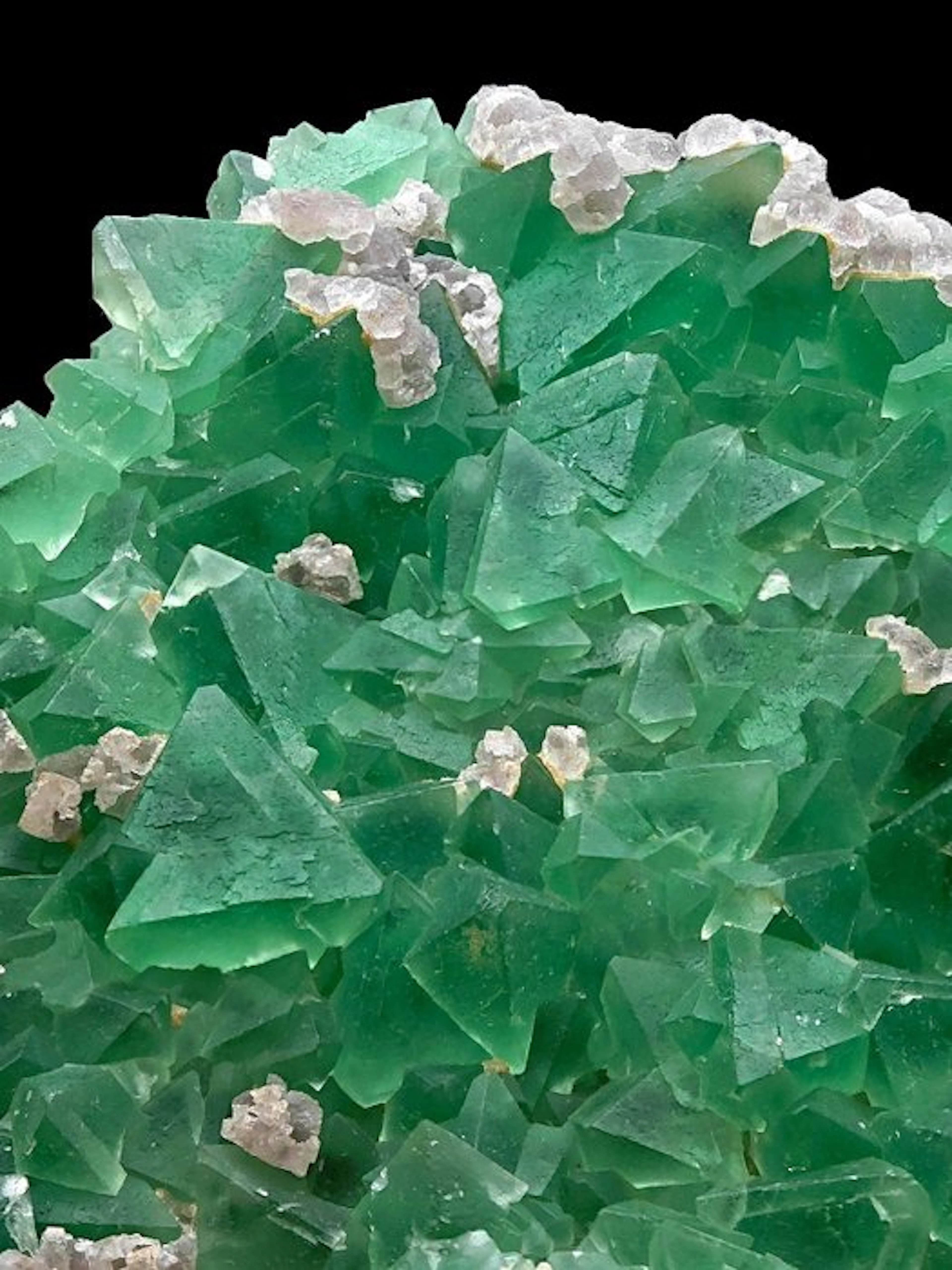 RARE GREEN OCTAHEDRAL FLUORITE with GRAY FLUORITE