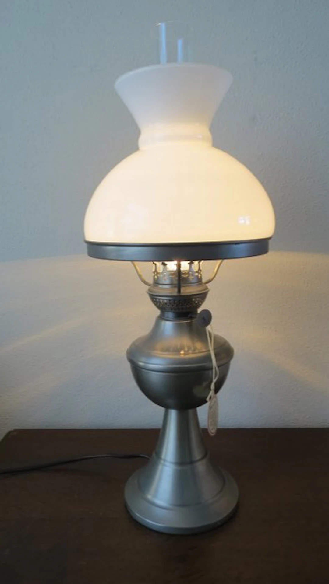 Table lamp (2) - Tin, Glass - Original from the 1970s.