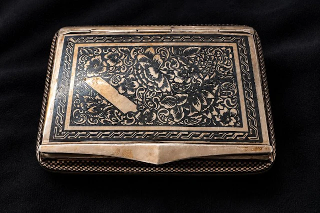 Tobacco box - Silver - Ottoman silver niello