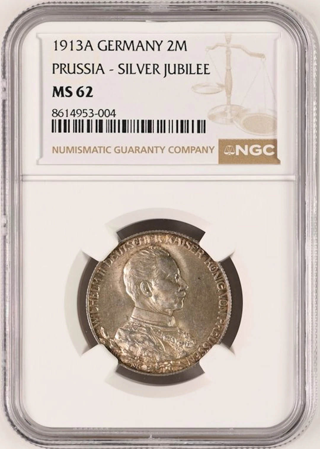 Germany, Prussia Wilhelm II. 2 Mark 1913 - NGC MS62