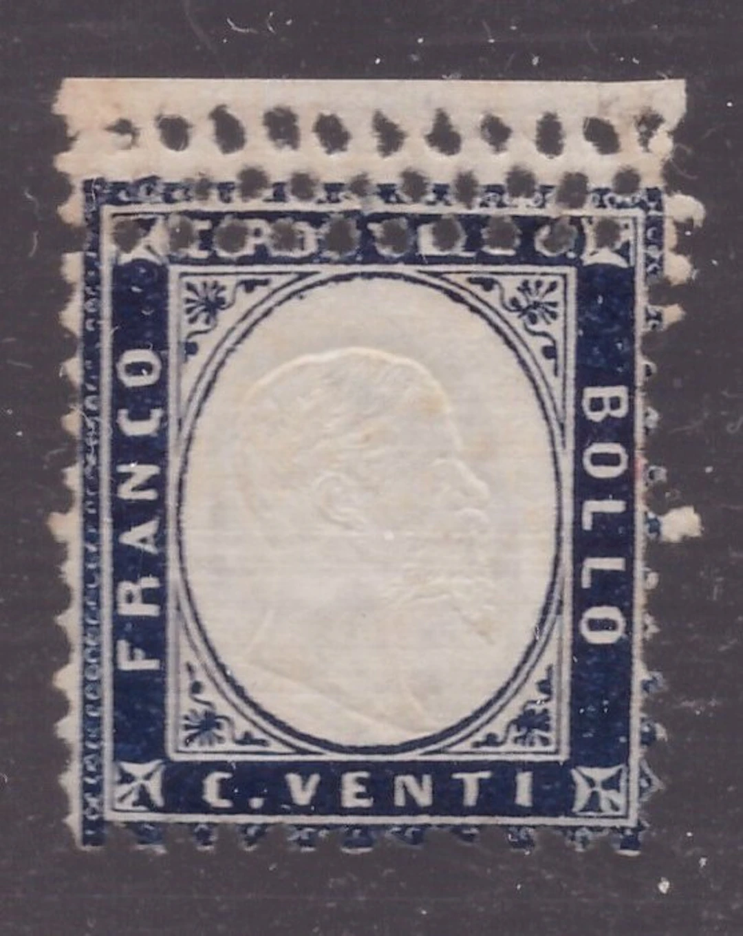 Italy Kingdom 1862 - Indigo 20 centesimi with triple...