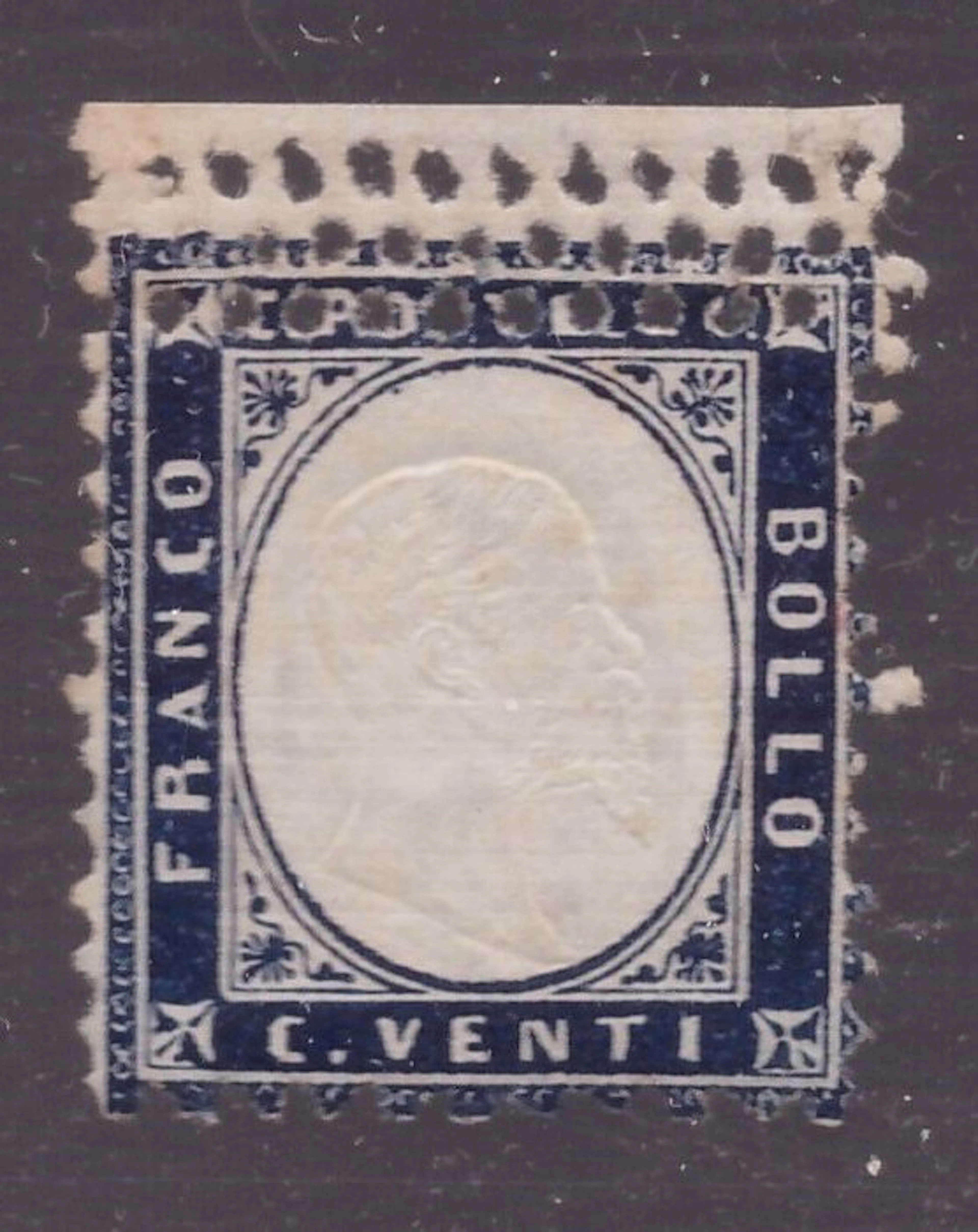 Italy Kingdom 1862 - Indigo 20 centesimi with triple...