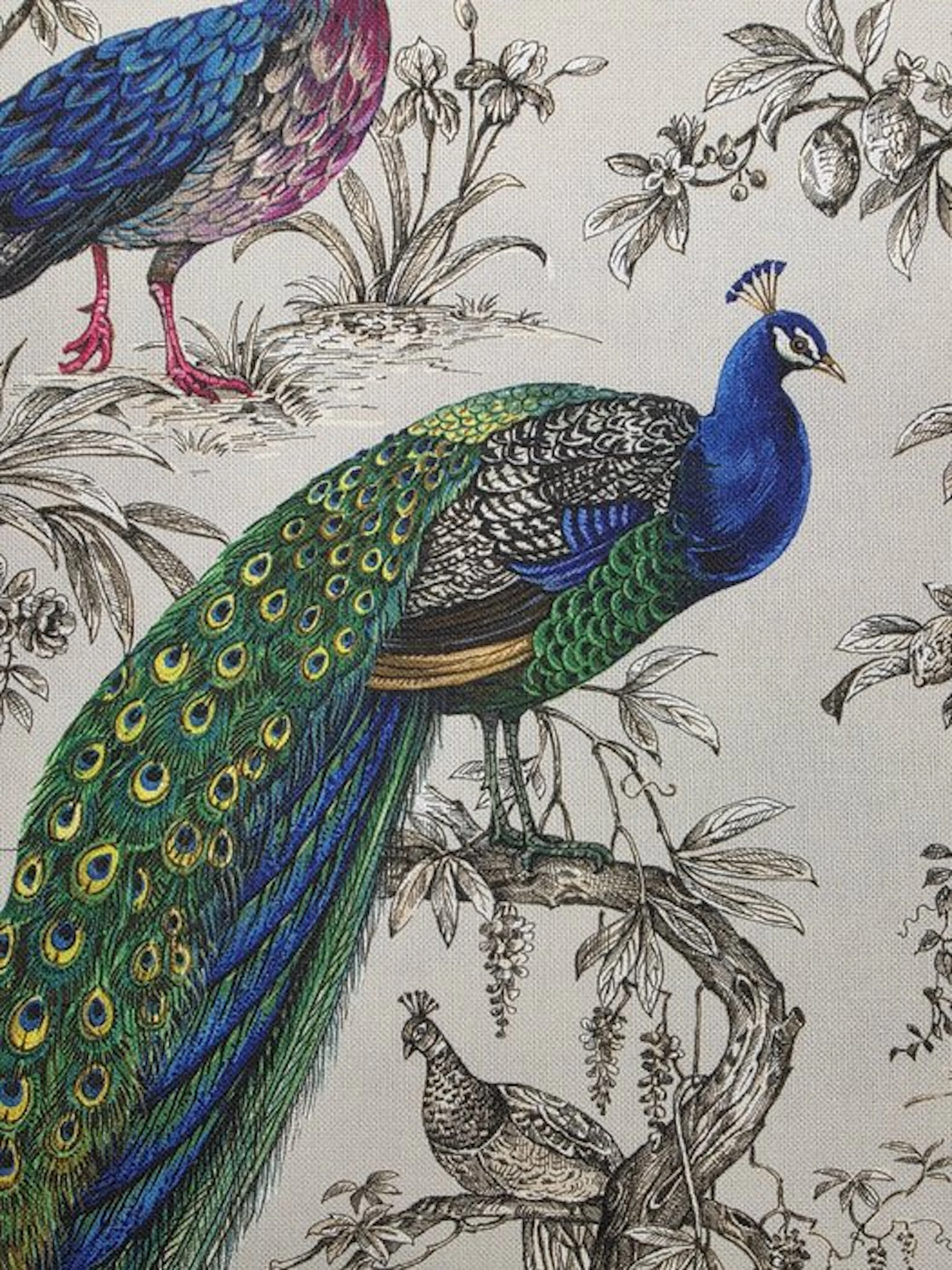 Fabric with peacocks toile de Jouy - Artmaison classic...