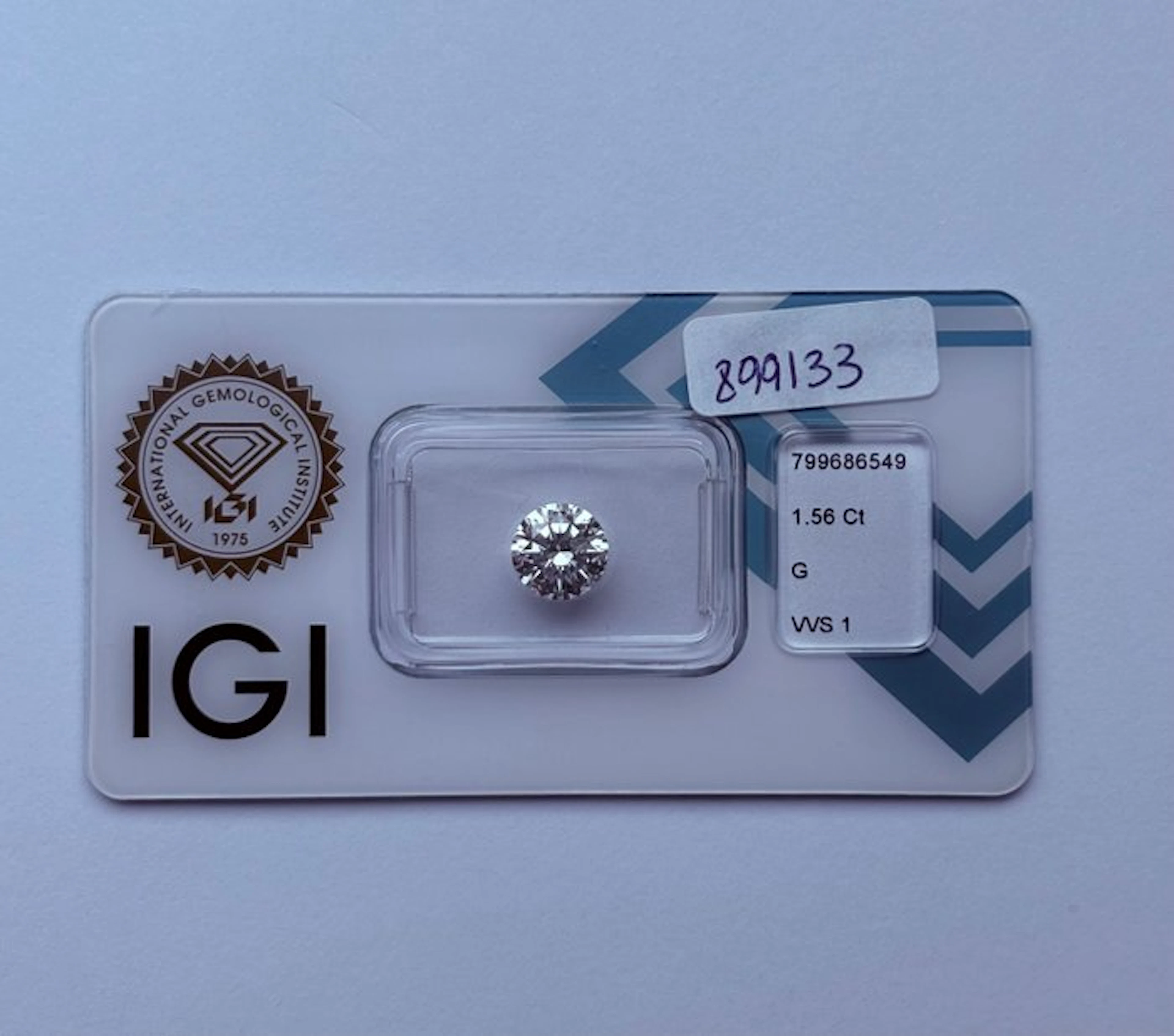 1 pcs Diamond (Natural) - 1.56 ct - Round - G - VVS1...