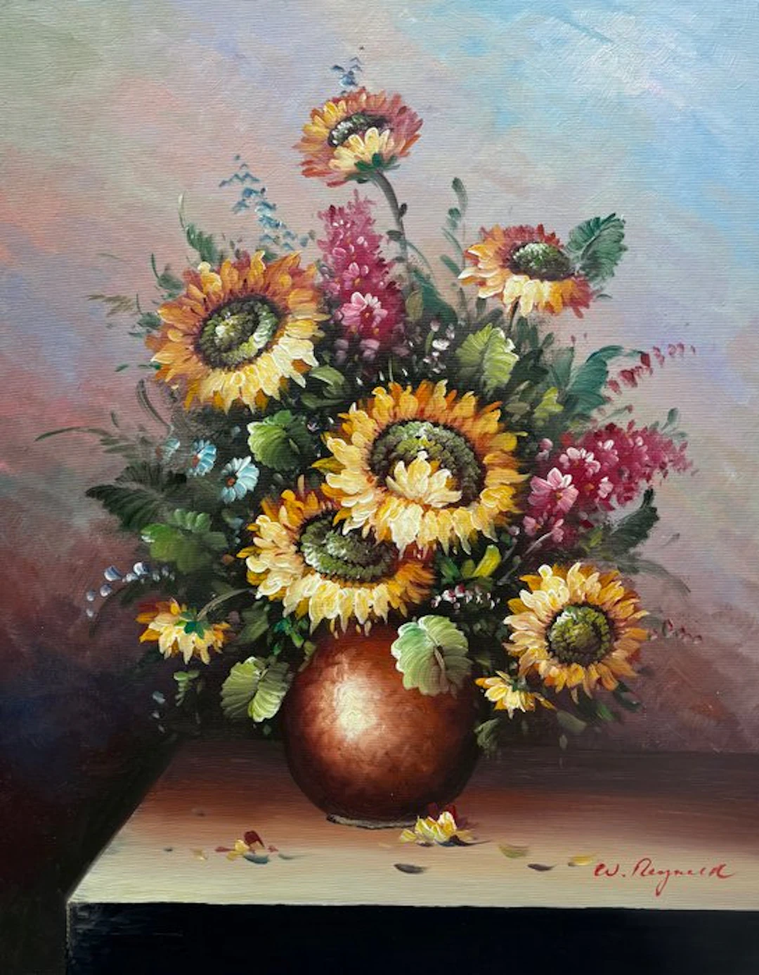 W. Reynolds (XX) - Jarrón de Girasoles