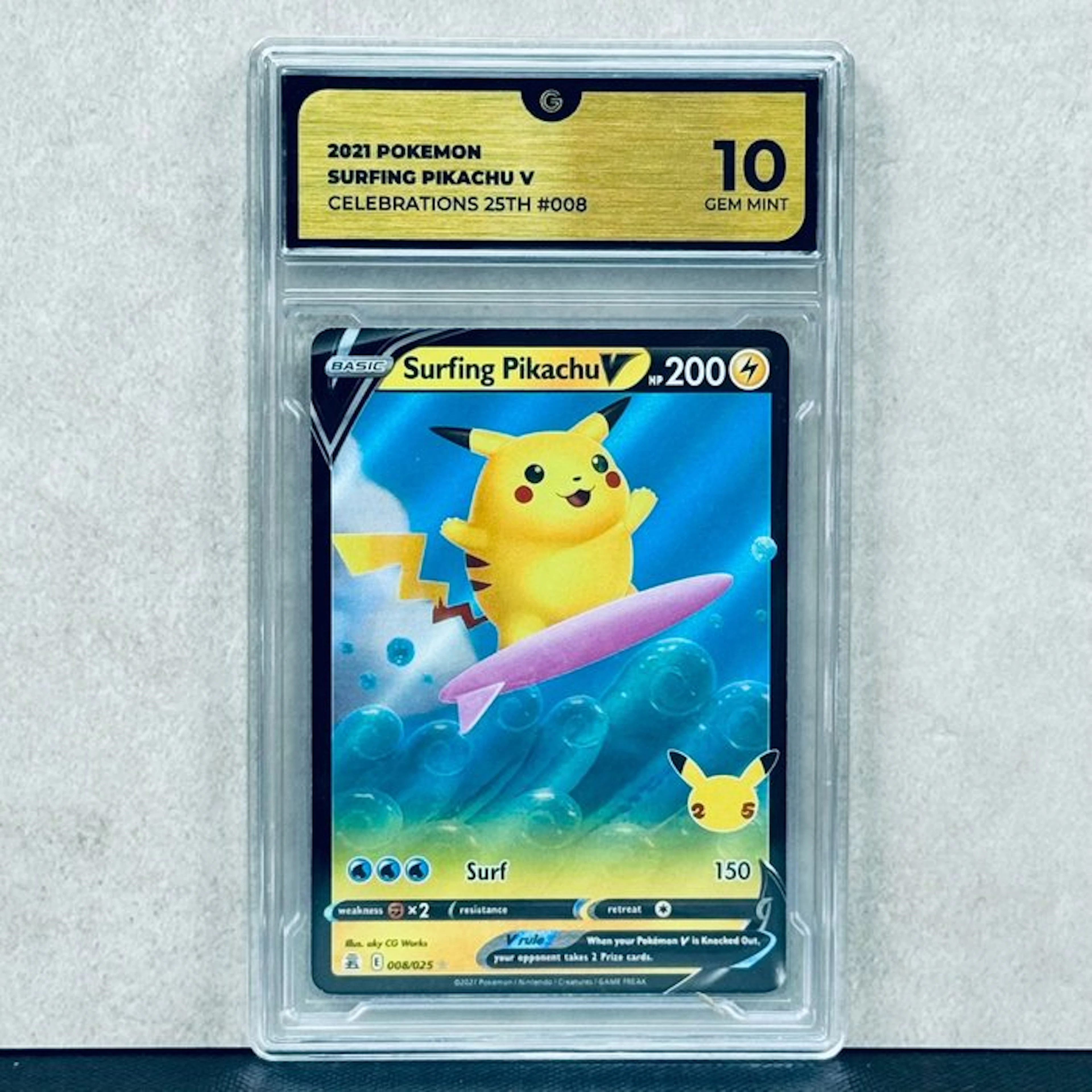 Pokémon Graded card - Surfing Pikachu V #008 2021 Pokemon...