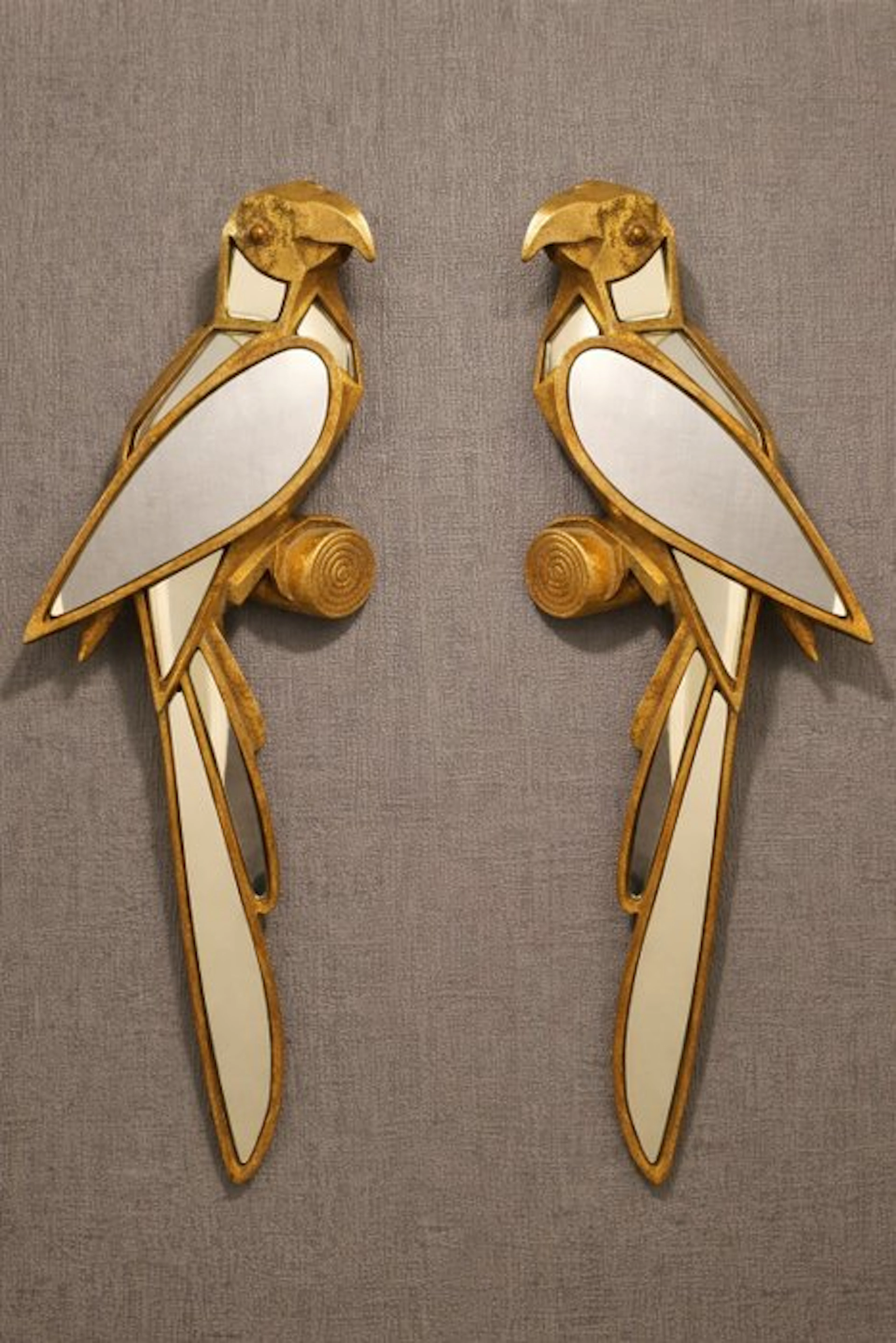 Wall mirror (2) - Glass, resin - Parrots