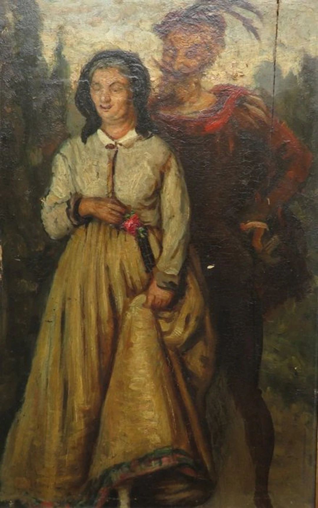 European School (XIX) - Mephistopheles en Gretchen - (Goethe Faust)
