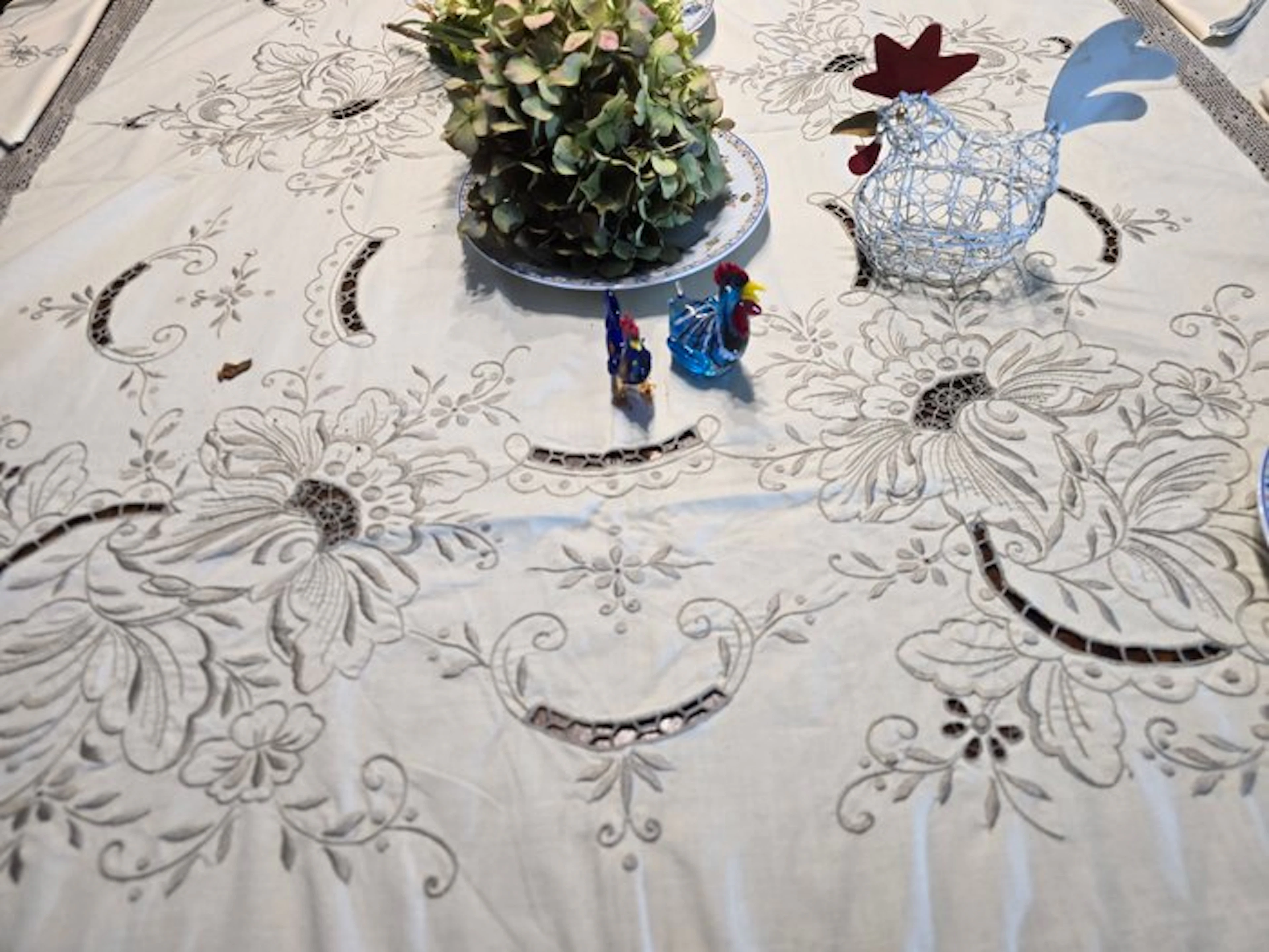 Tablecloth (13) - 255 cm - 170 cm - Ancient trousseaus