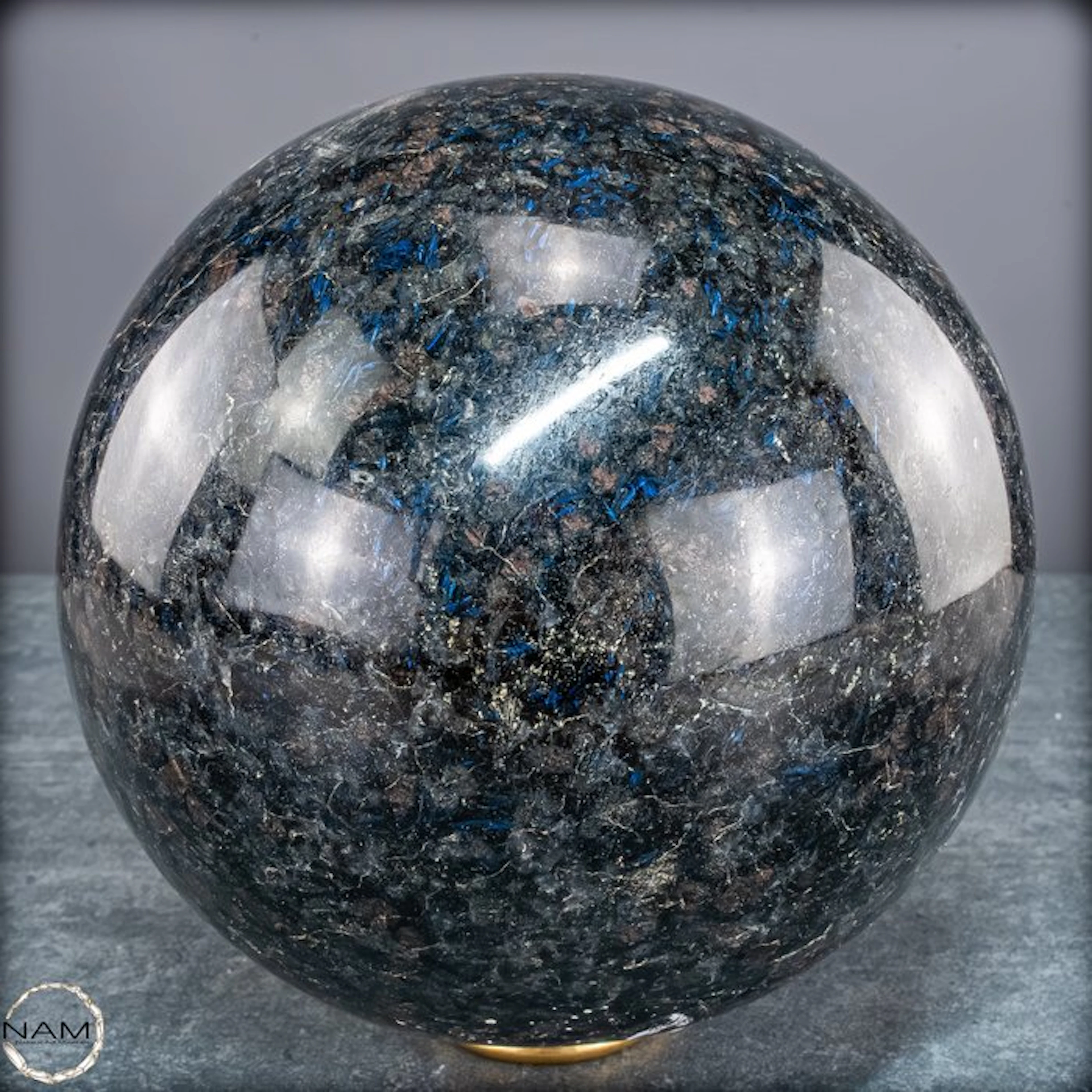 Rare Arfvedsonite, Tourmaline & Garnet Sphere- 8595.84 g