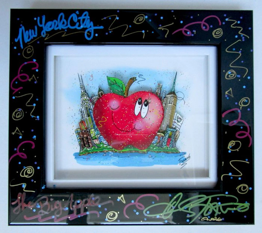 Charles Fazzino (1955) - 3D Mini Apple - handsigniert + Zeichnung / Unikat -