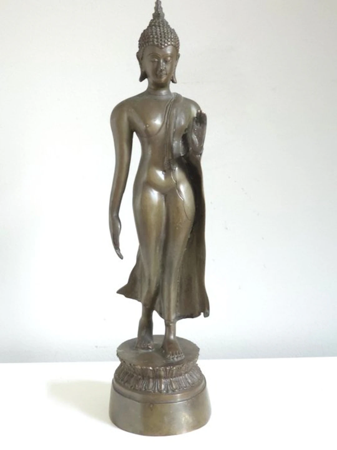 Thai Walking Buddha - Phra Pang Lila (Sukhothai style) - Bronze