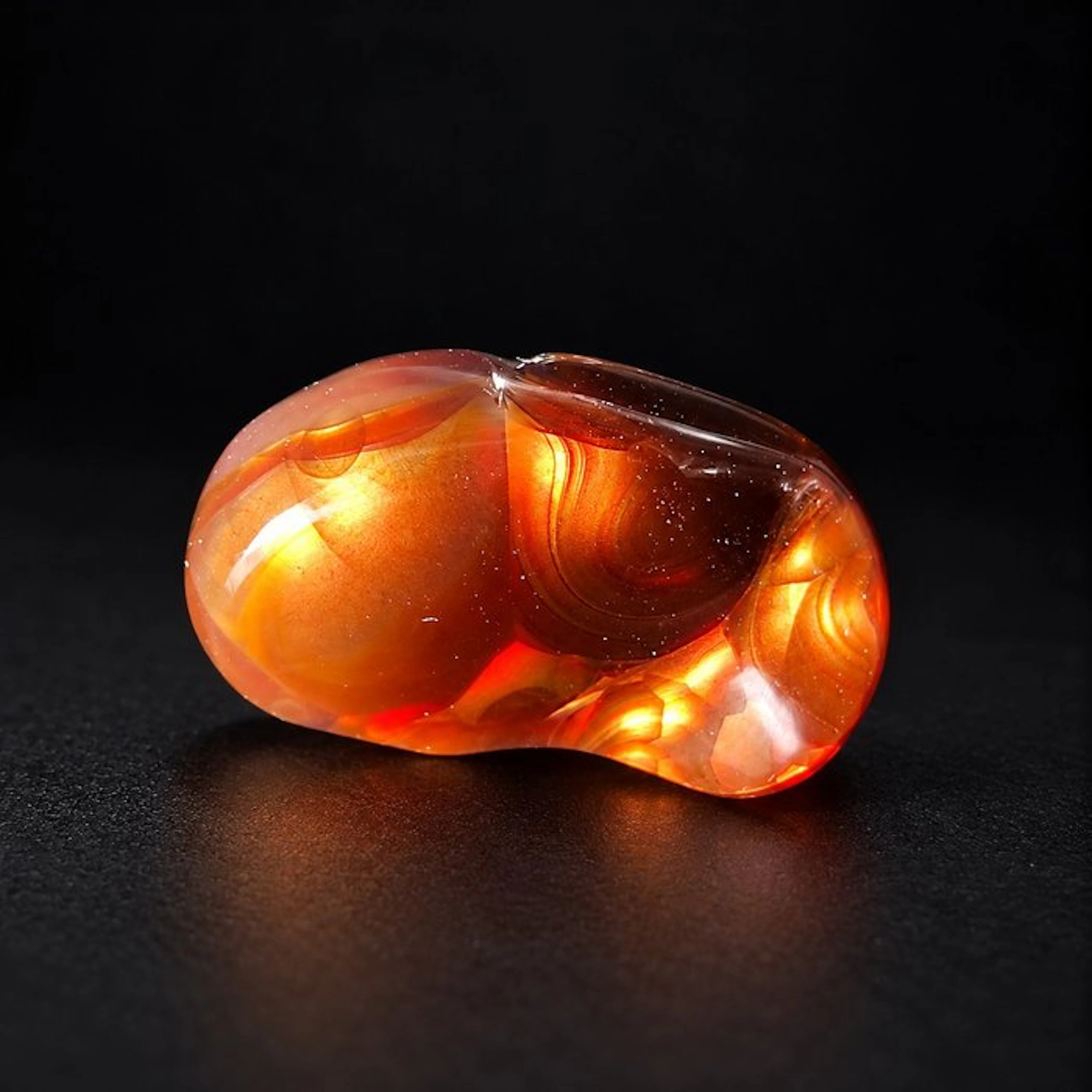 Agata of Fire Cabochon - Height: 2 cm - Width: 0.5 cm- 2 g - (1)