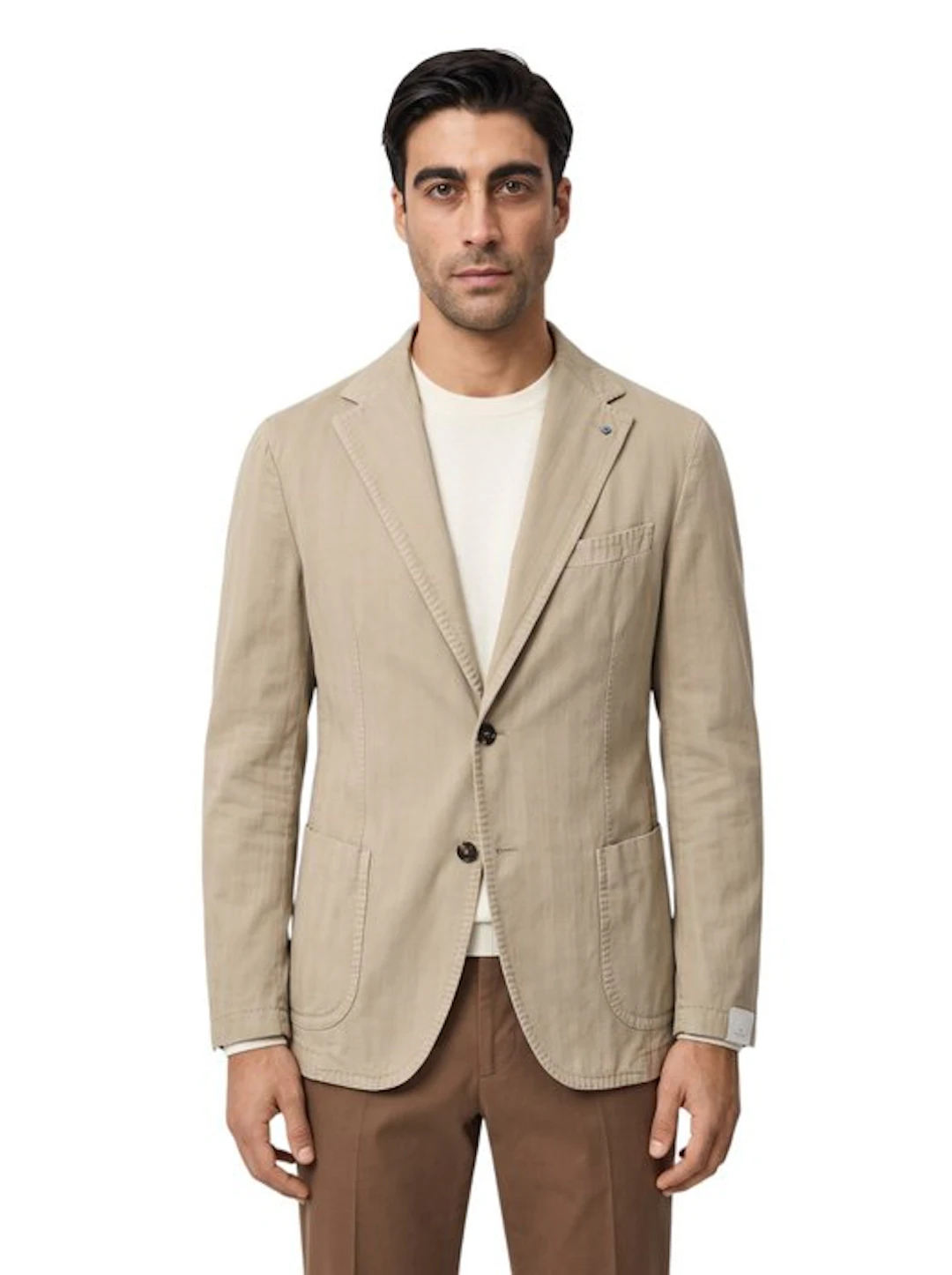 GIAMPAOLO - 52 IT - Blazer Jacket Light Beige Herringbone...