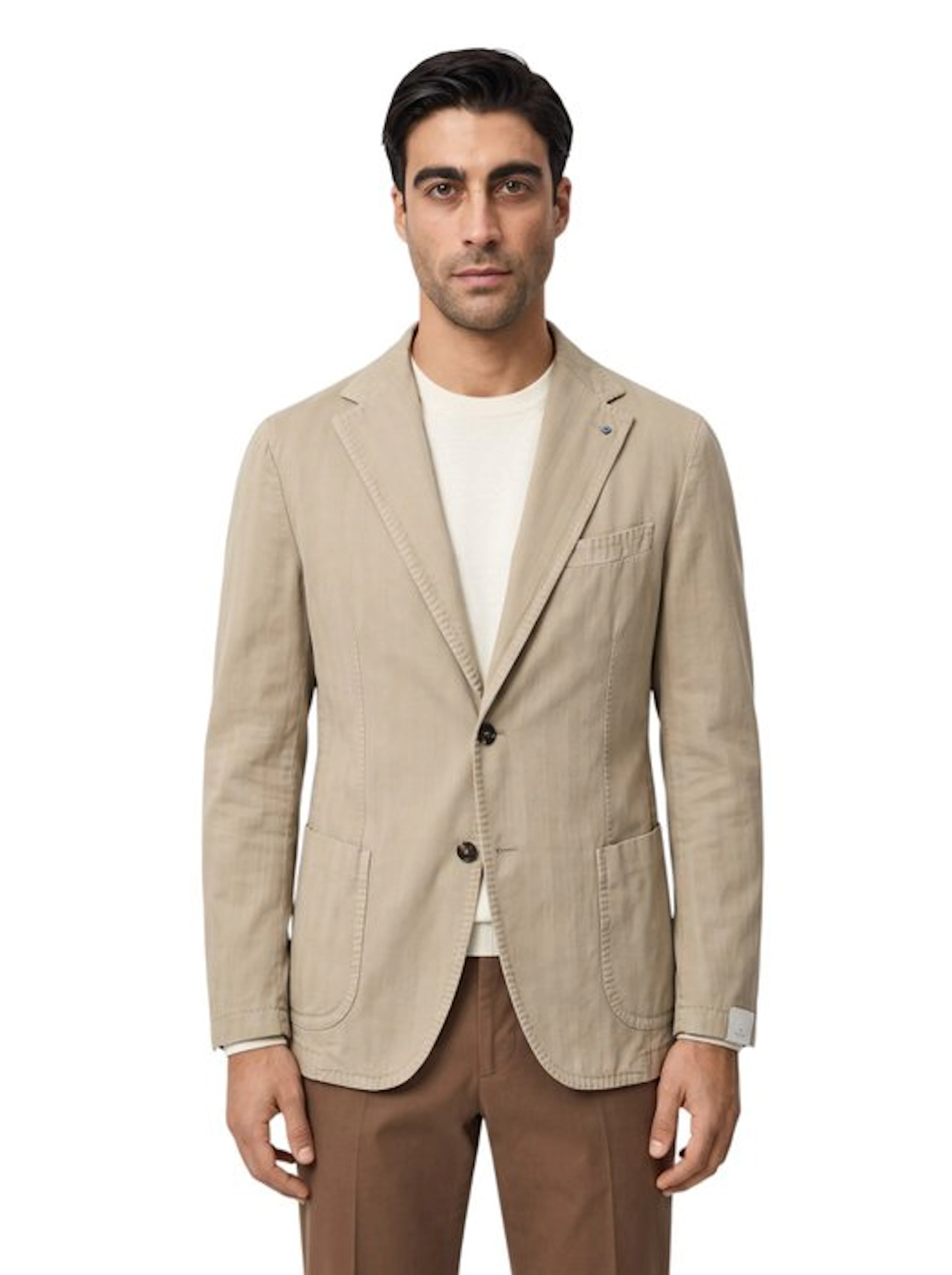 GIAMPAOLO - 52 IT - Blazer Jacket Light Beige Herringbone...