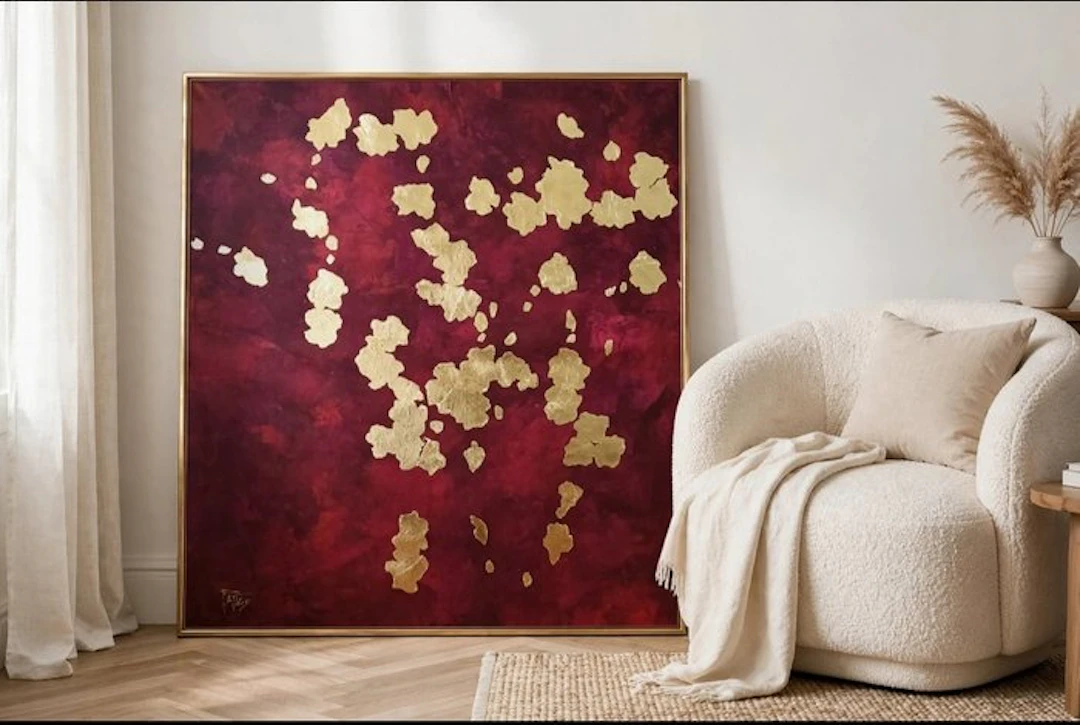 Pathos Art - Red Gold flowers
