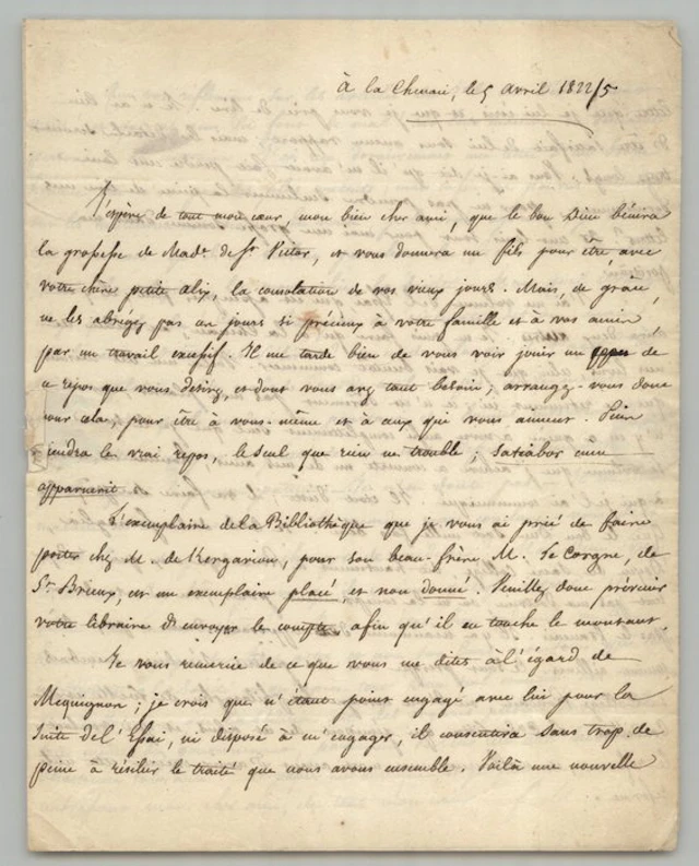 Félicité de Lamennais - Lettre autographe signée à...