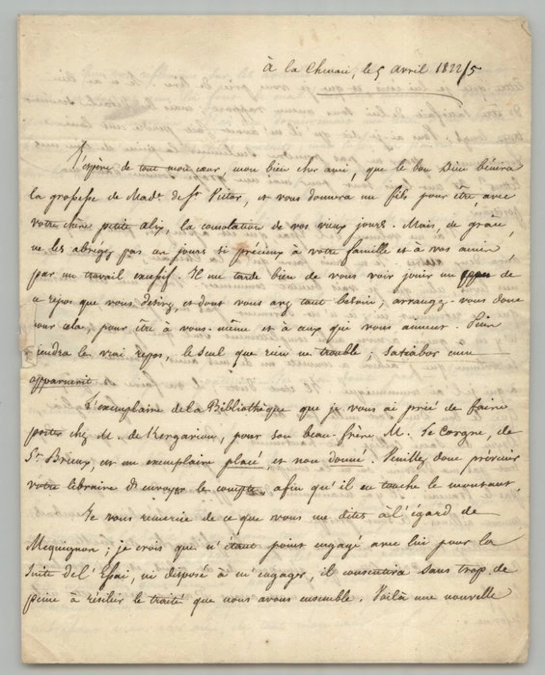 Félicité de Lamennais - Lettre autographe signée à...