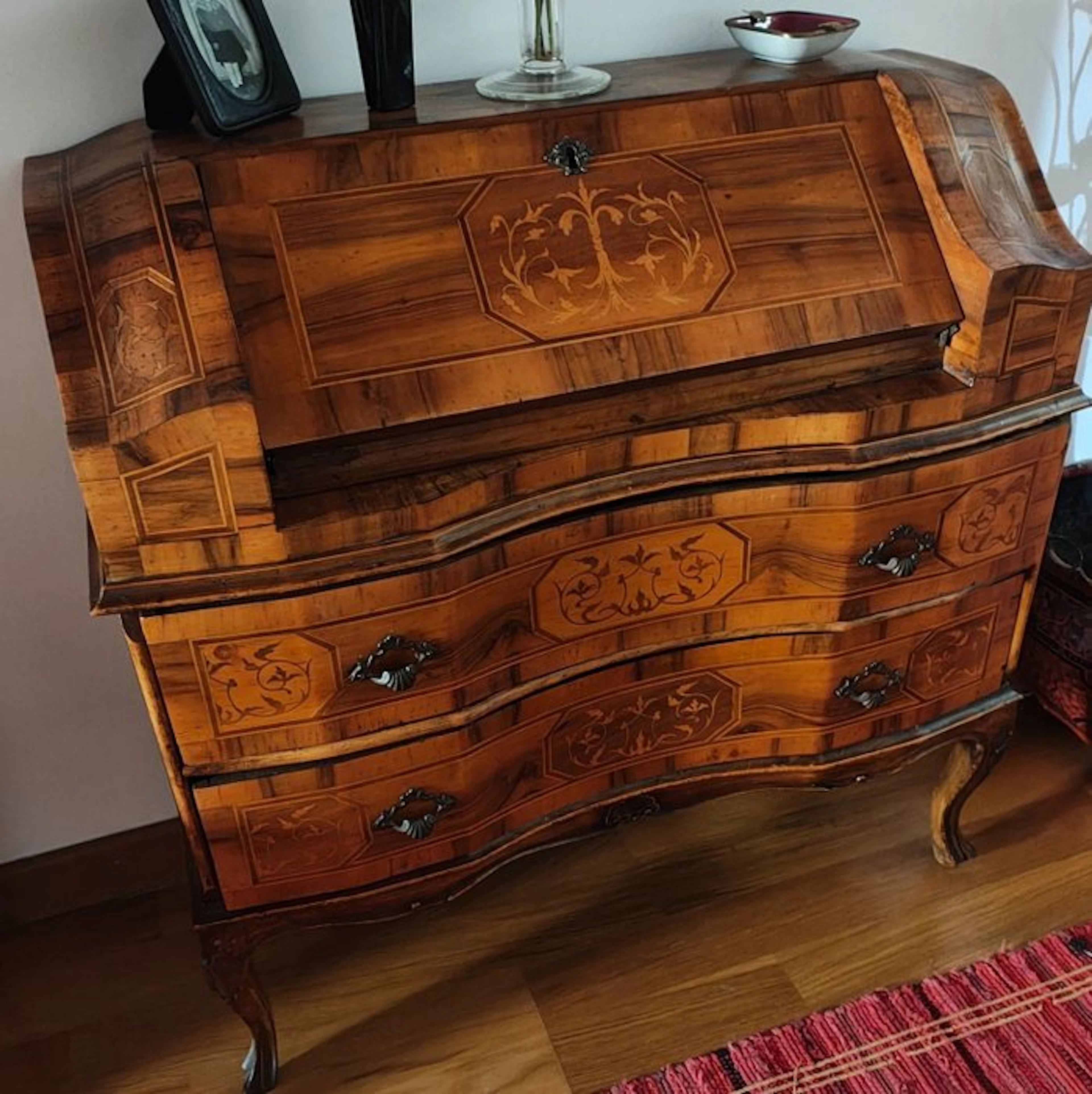 Bureau cabinet - Walnut, Wood, Marquetry