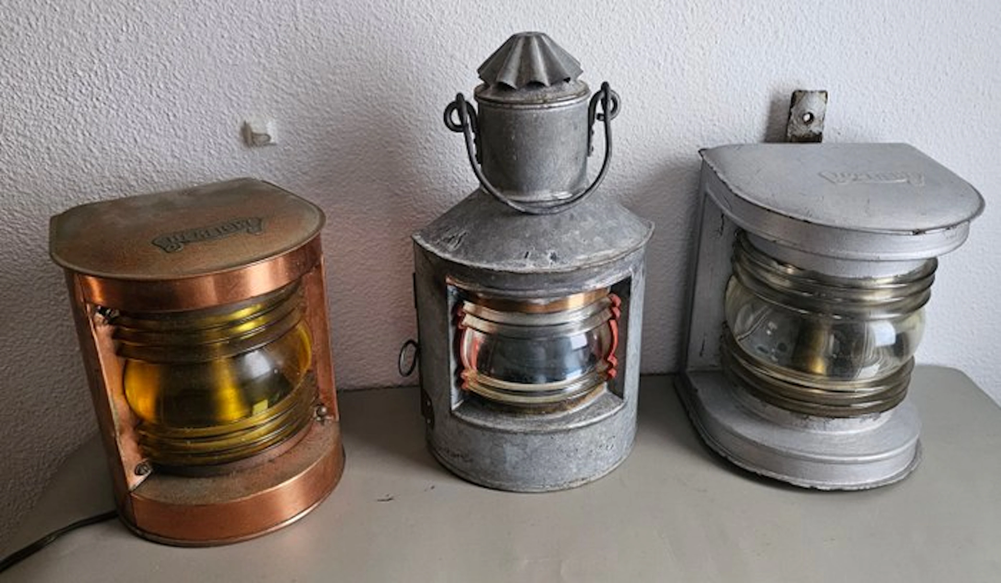 Maritime object (3) - Copper, Spelter- 3 ship lamps