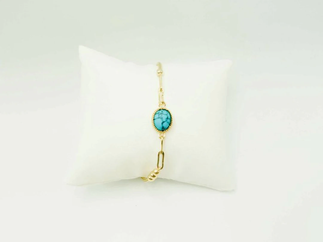 Bracelet - 14 kt. Yellow gold Turquoise