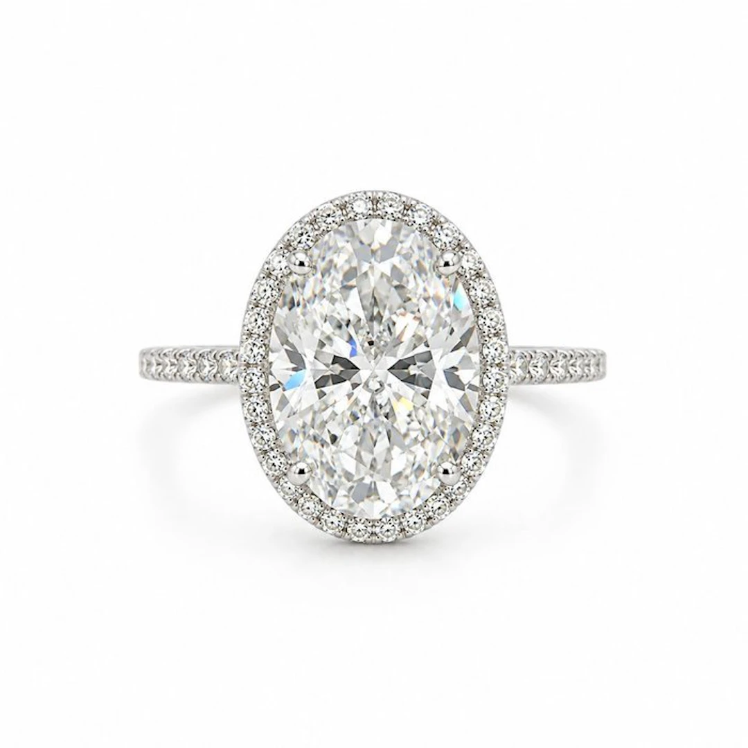 Ring - 14 kt. White gold - 9.00ct. tw. Diamond (Lab-grown) - Diamond