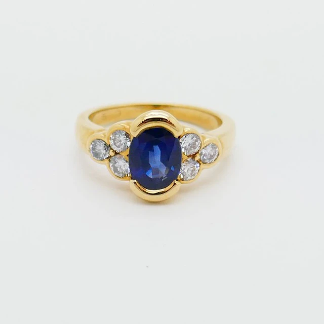 No reserve price - Ring - 18 kt. Yellow gold - 1.80ct. tw. Sapphire - Diamond