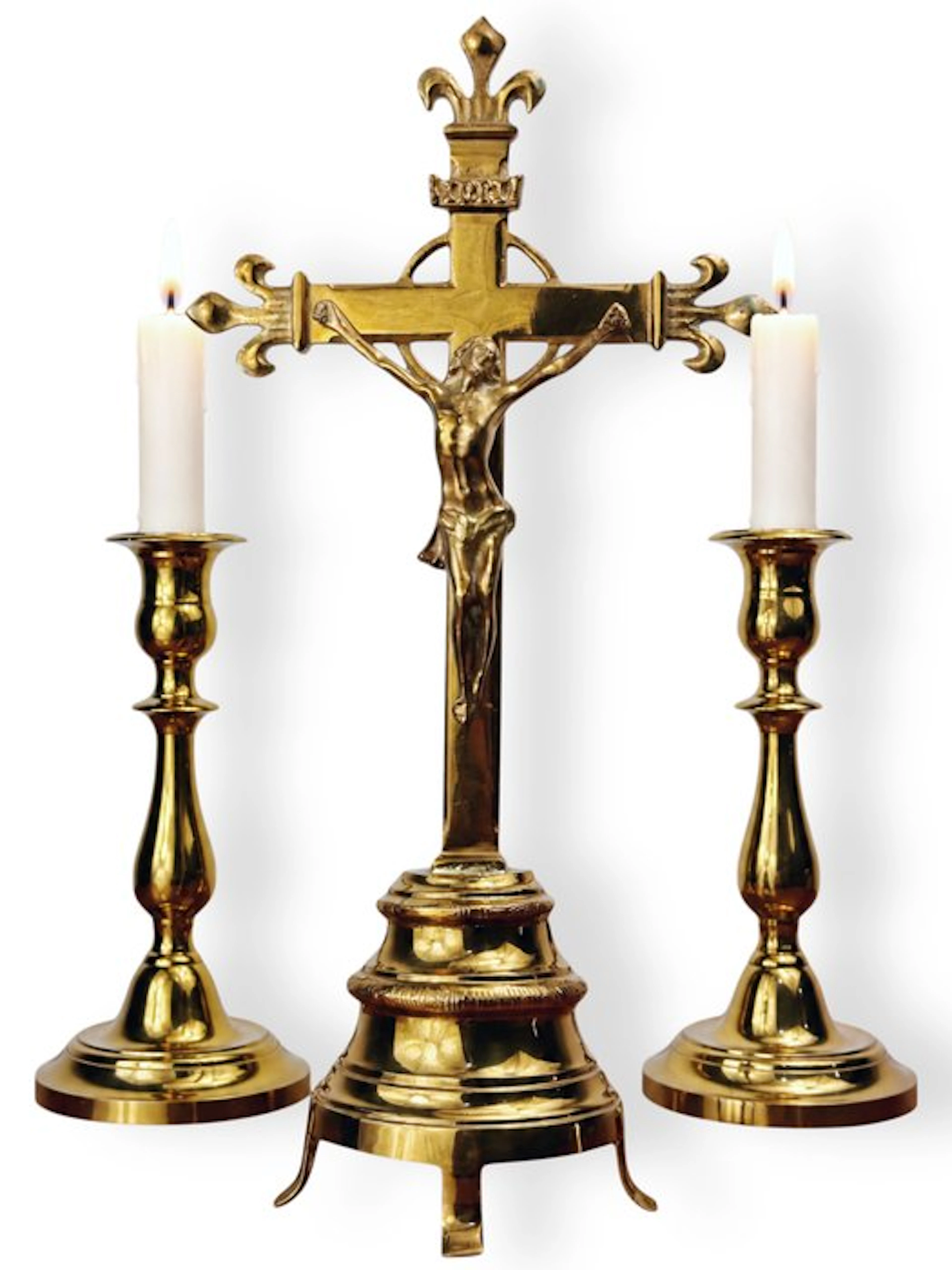 Altar - Gilt bronze - the 20th century - Crucifix with candelabra