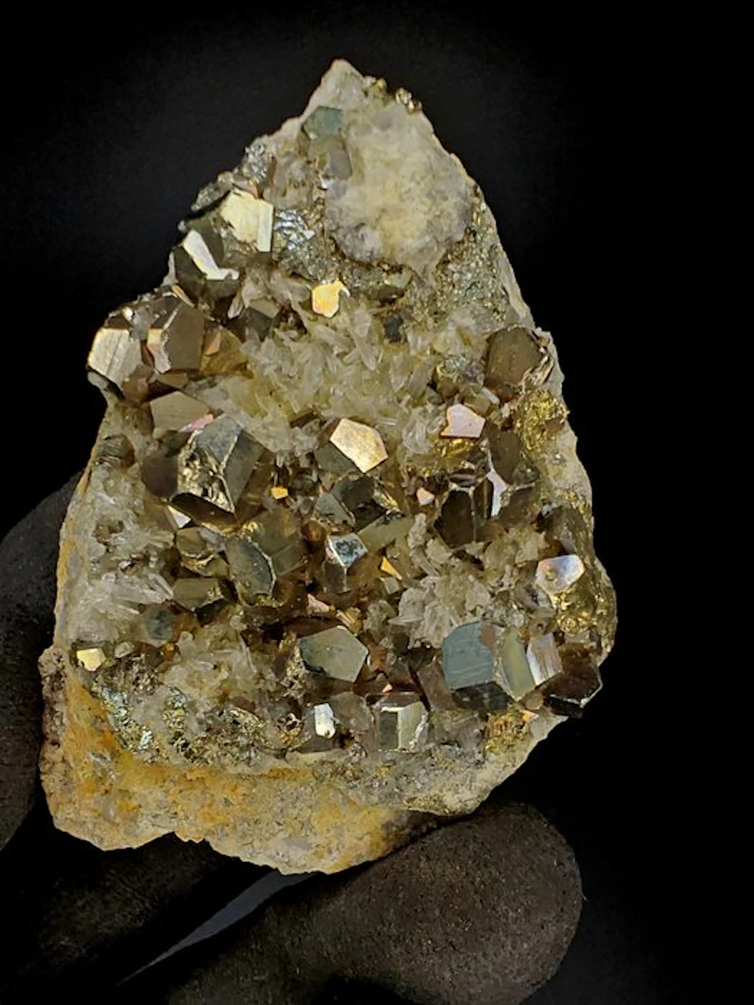 Iridescent Pyrite & Quartz Crystals on matrix - Height: 7...