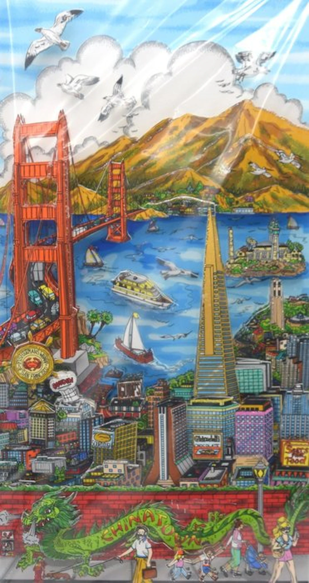 Charles Fazzino (1955) - High Over San Francisco