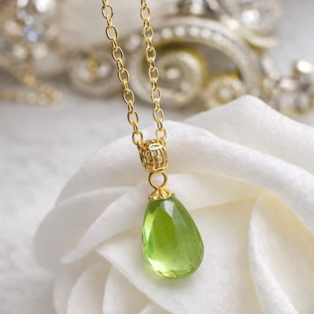 No reserve price - Necklace - 18 kt. Yellow gold Peridot