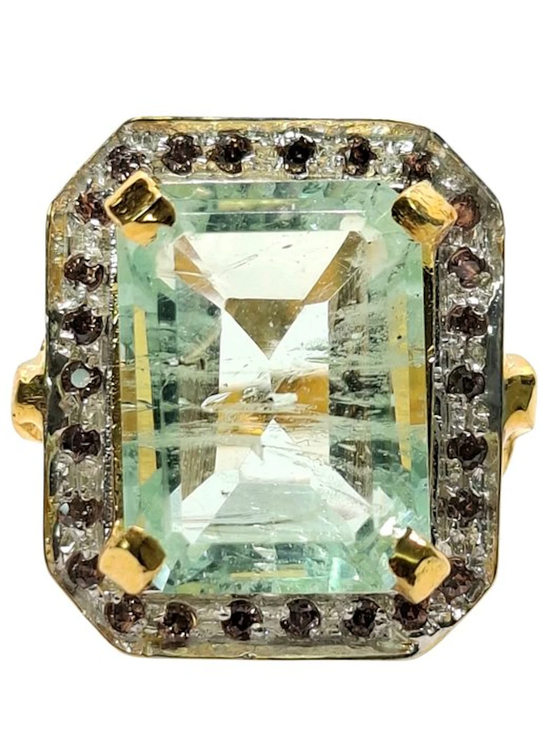 No reserve price - Ring - 9 kt. Silver, Yellow gold Emerald - Diamond