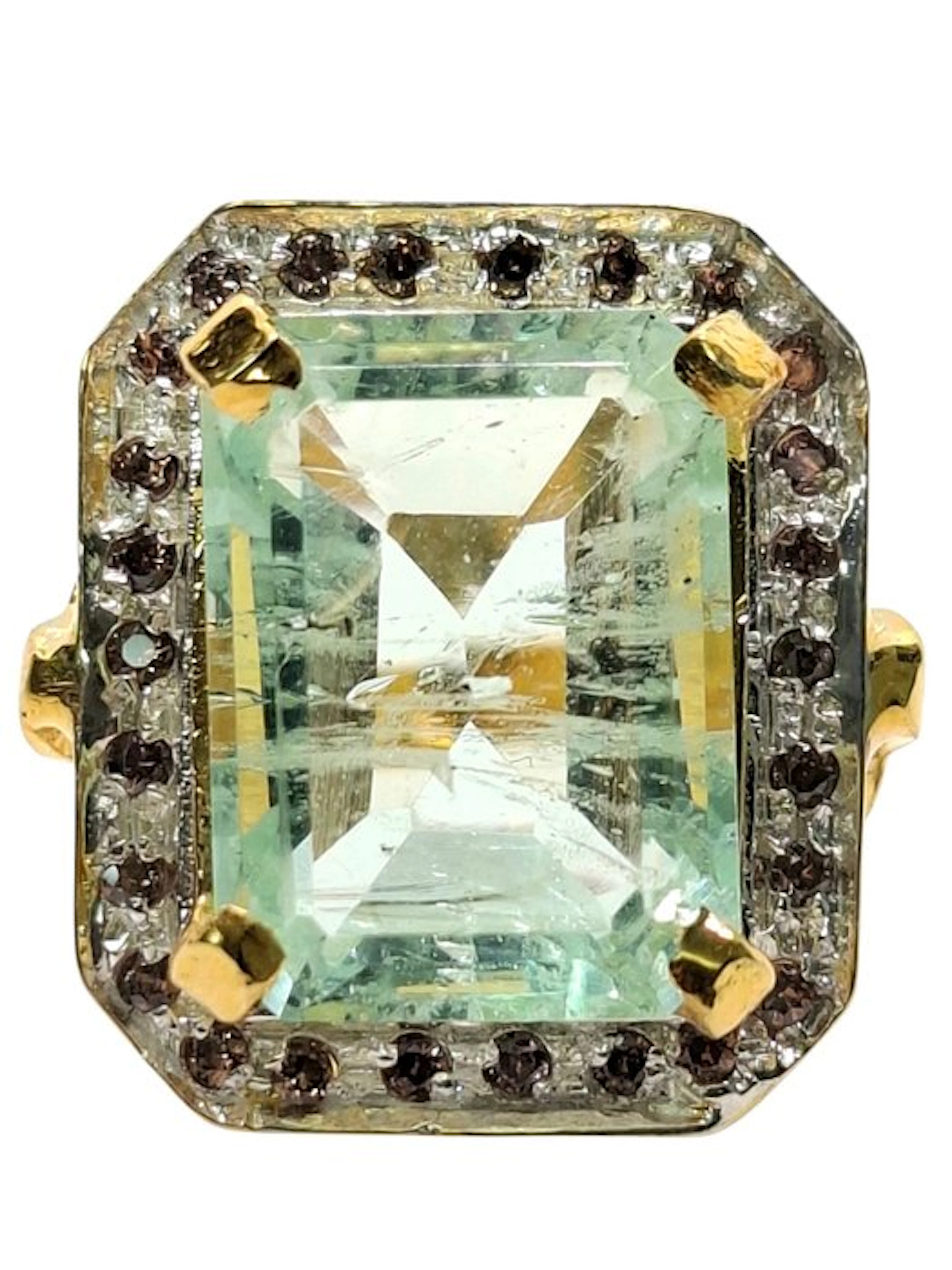 No reserve price - Ring - 9 kt. Silver, Yellow gold Emerald - Diamond