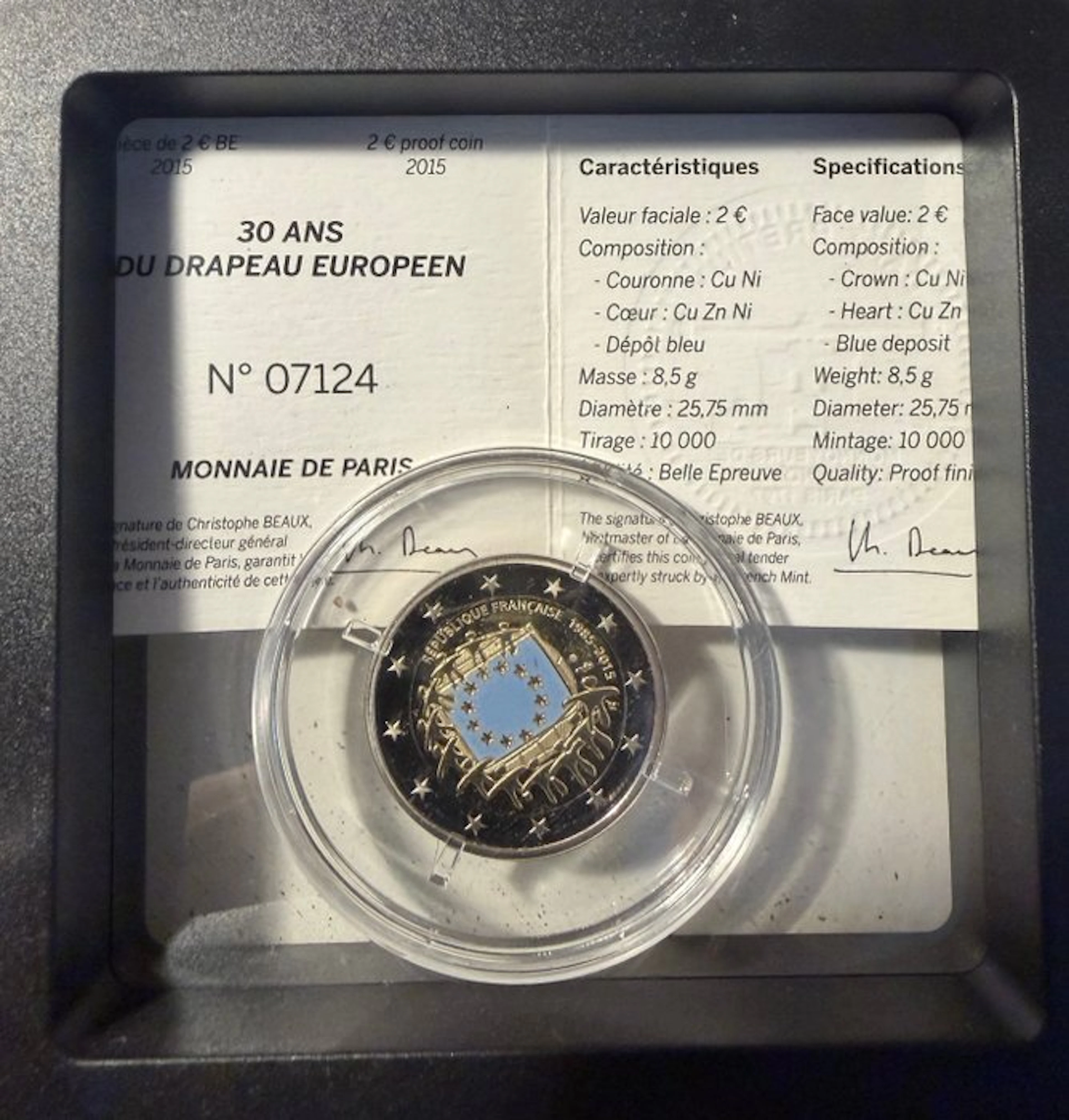 France. 2 Euro 2015 "30 Years European Flag" Proof...