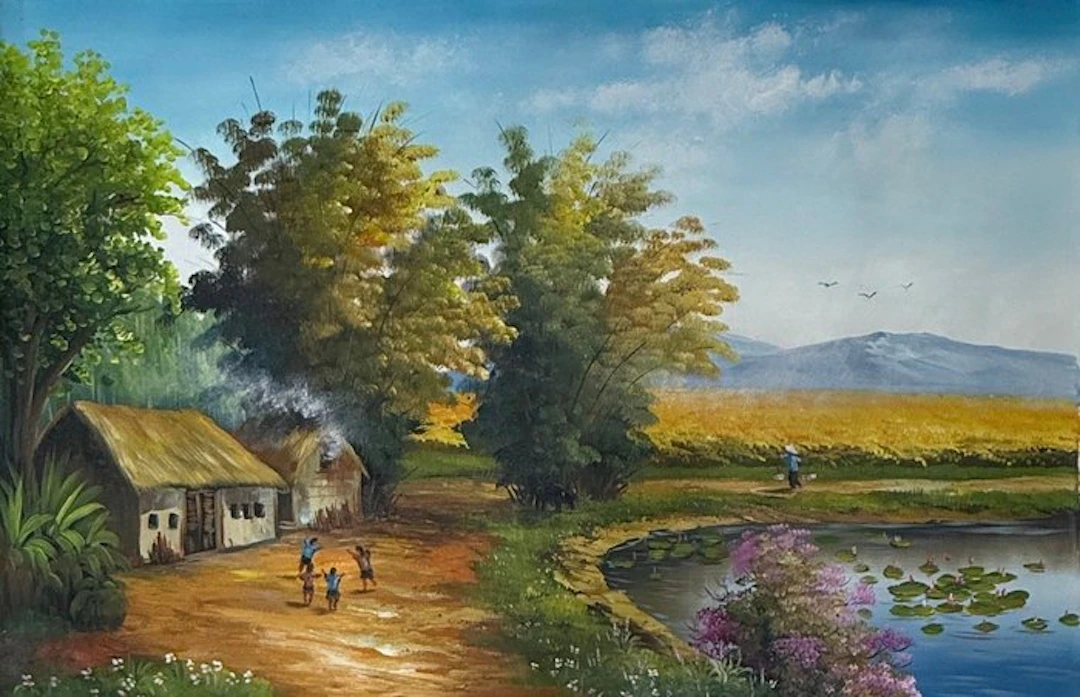 Hung Richard (1966) - La Vie au village ↑80 →120 cm → No Reserve ✓