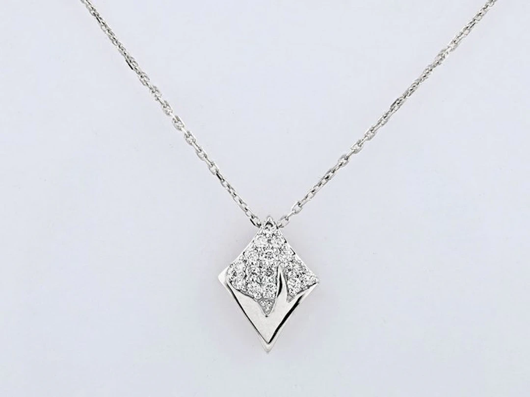 Necklace with pendant - 14 kt. White gold - 0.15ct. tw. Diamond (Natural)