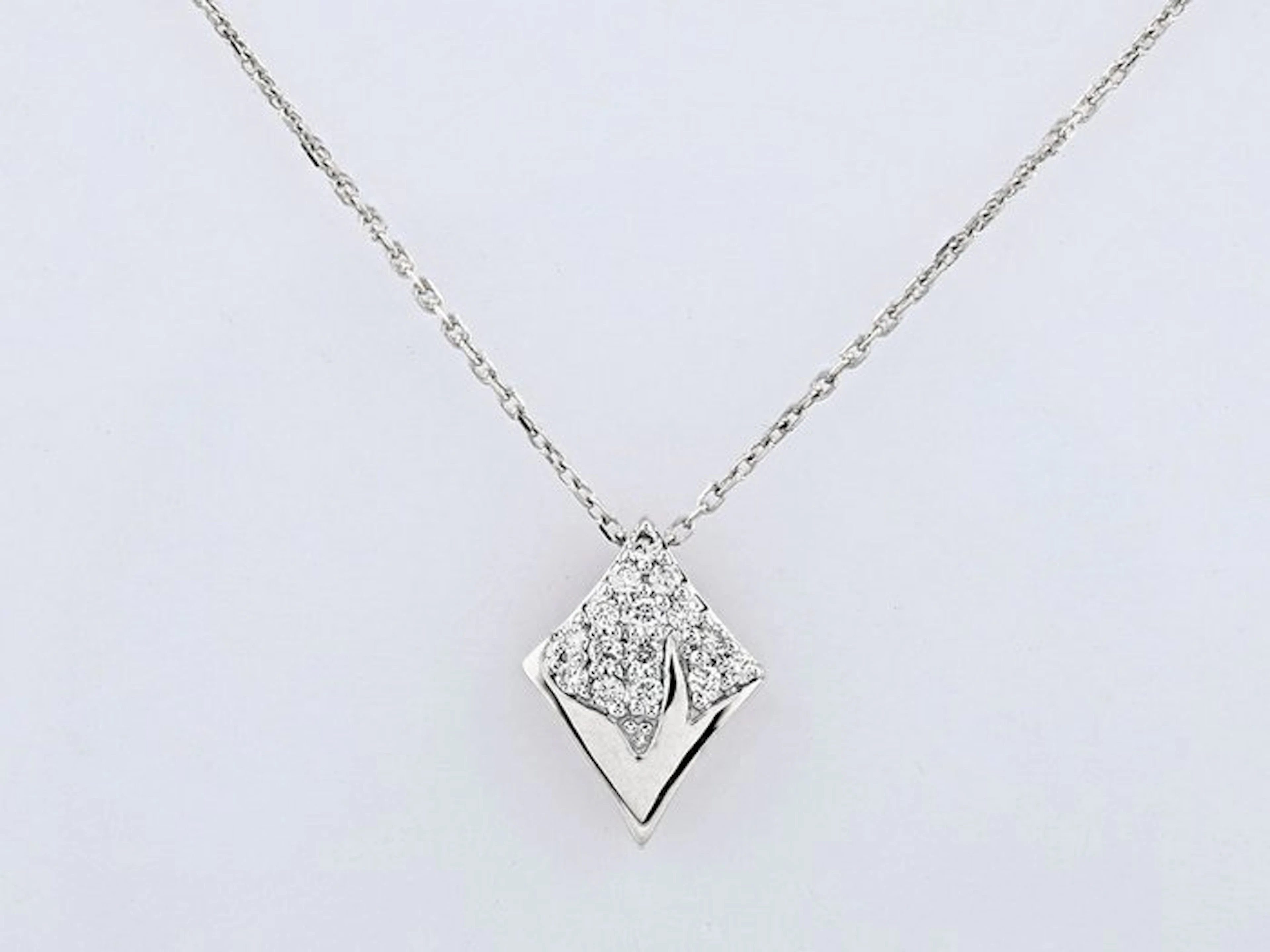 Necklace with pendant - 14 kt. White gold - 0.15ct. tw. Diamond (Natural)